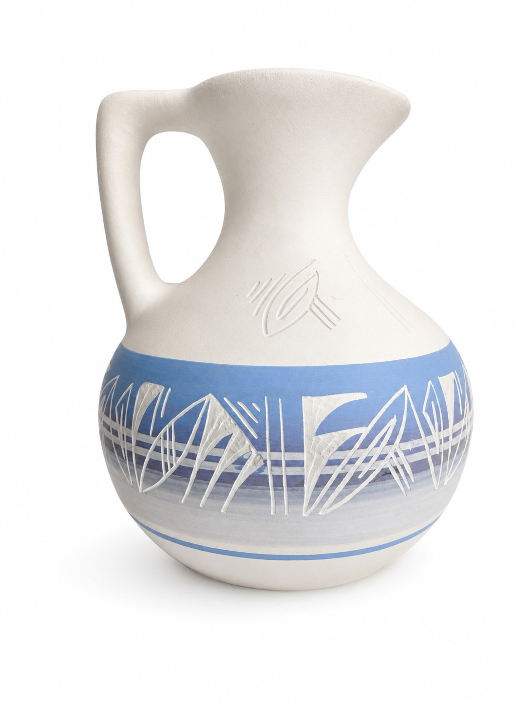 Vintage Silas Navajo Pottery Pitcher Mesa Verde Signed NAV USA Sgraffito 7.5″