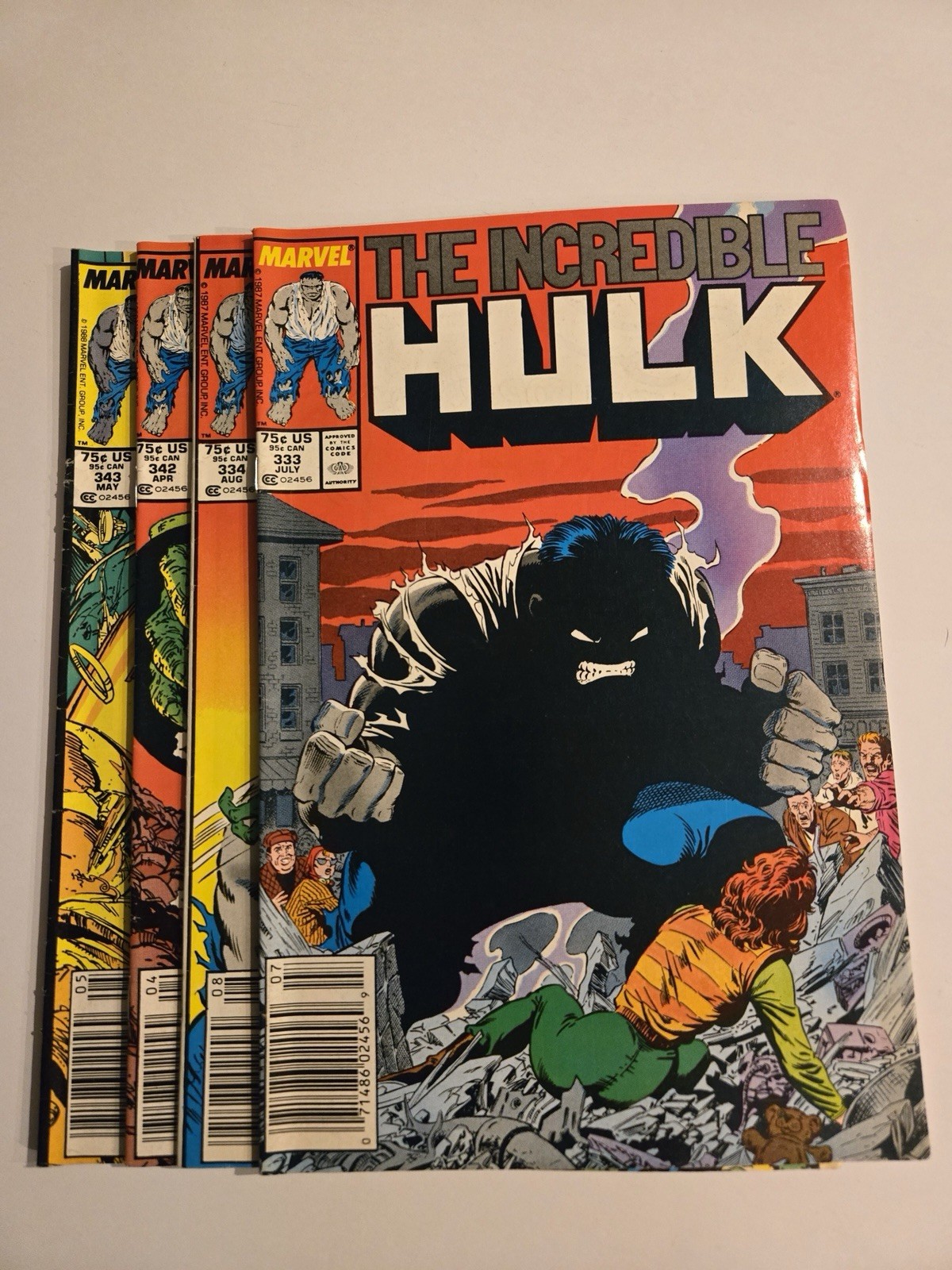 Incredible Hulk #333,334,342,343 Marvel Comics 1987 All Newsstands