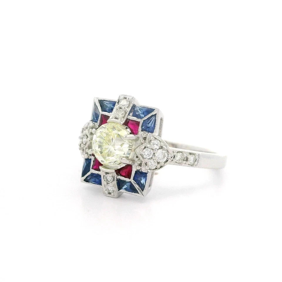 3Ct Art Deco Style Lab Created Diamond Engagement Wedding 14K White Gold FN Ring