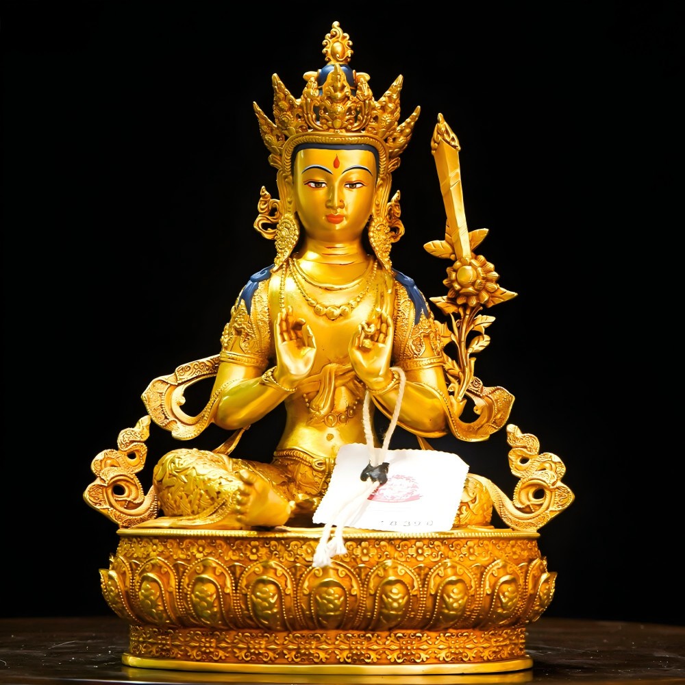 9″ 22cm Copper gilding Akashagarbha Bodhisattva Akasagarbha buddha statue Tibet