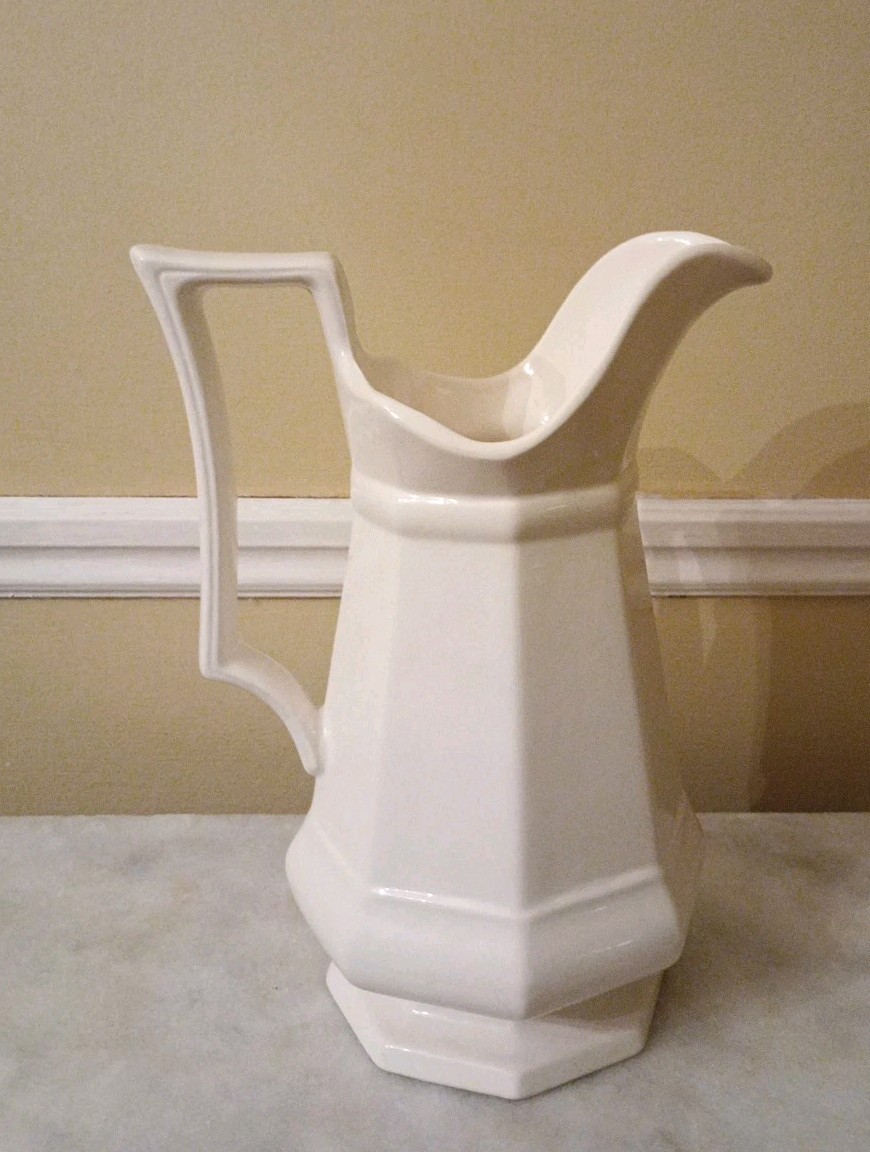 Simpsons Museum Collection White Pitcher England Edison Institute Approx 10″ Tal