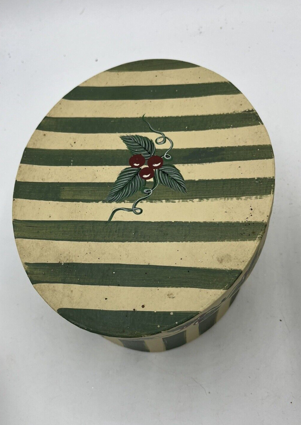 Christmas Decorative Stacking Nesting Cardboard Boxes Green Stripes Lot of 4 VTG