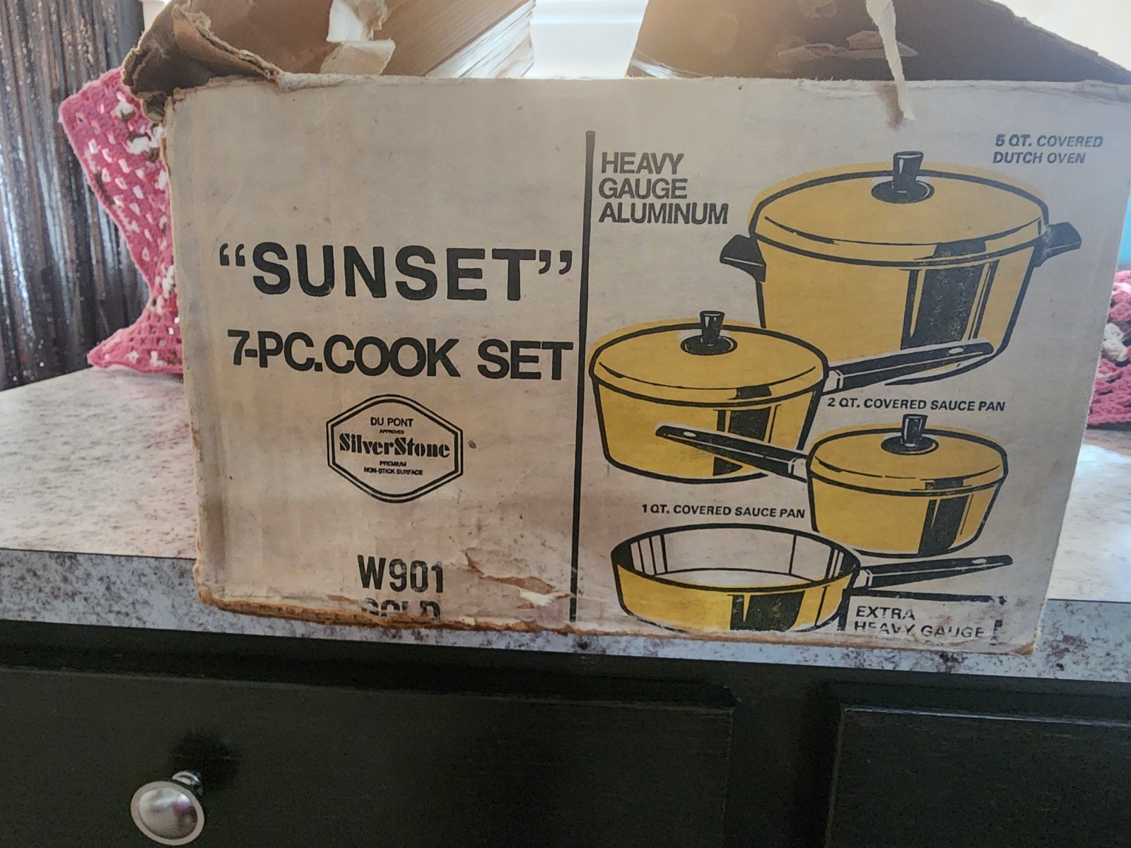 Vintage Kitchen Delight Cookware “Sunset” Yellow Aluminum 7-Piece Set USA RARE