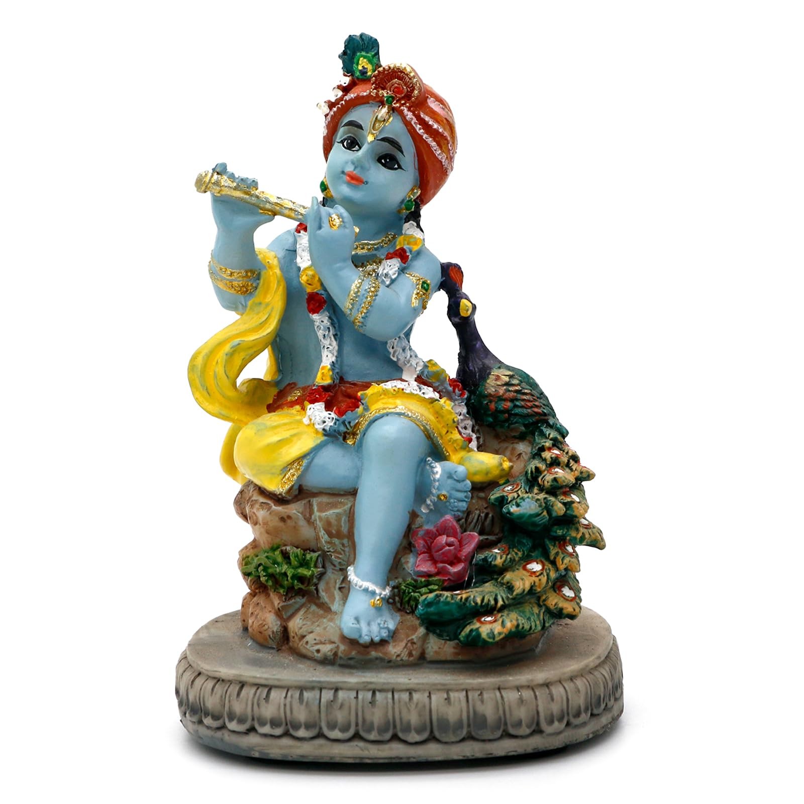 alikiki Hindu God Lord Krishna Statue – 4.3″ H Indian Idol Multicolor