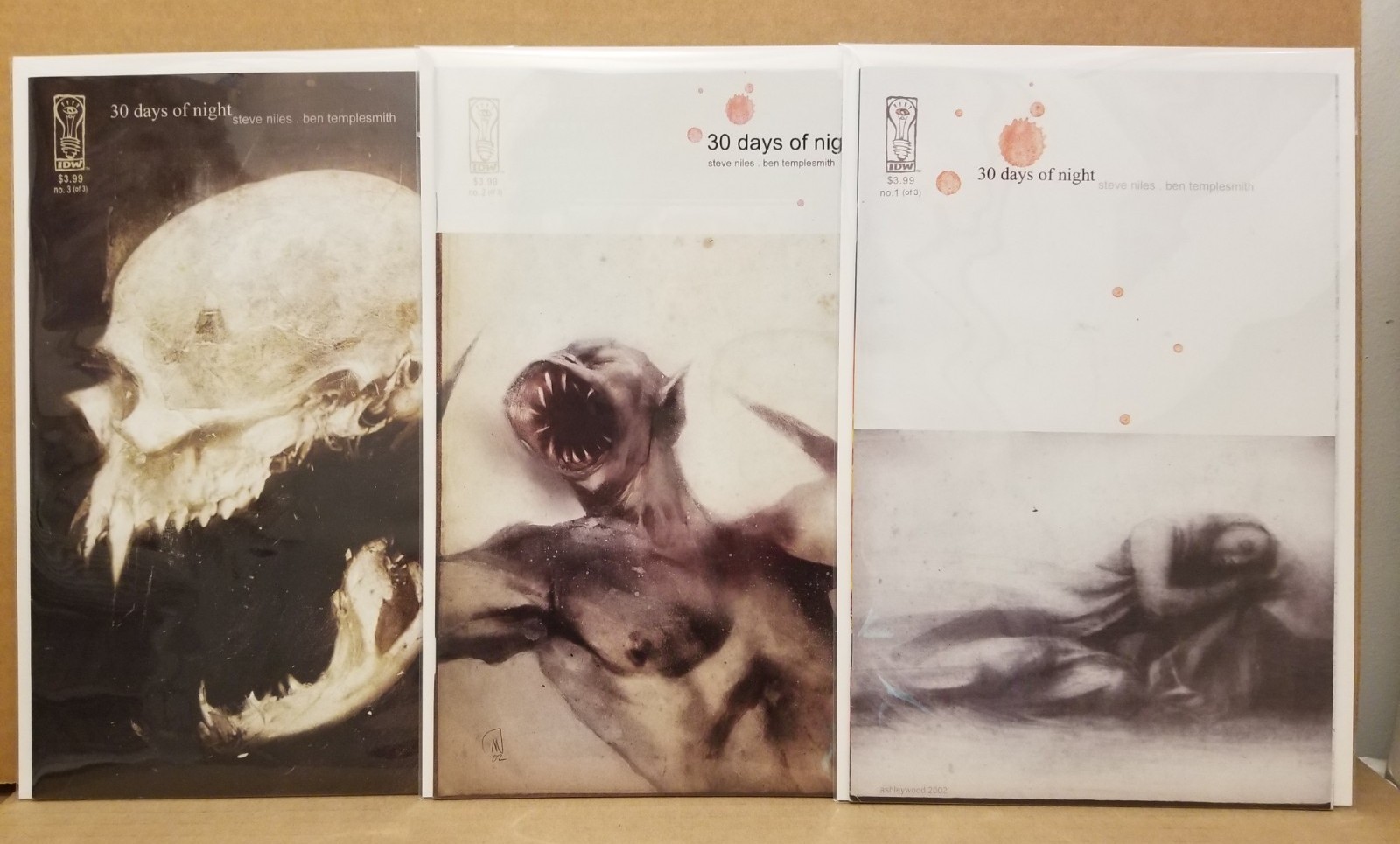 30 DAYS OF NIGHT #1-3 SET IDW 2002 NILES TEMPLESMITH (#1 2ND PRINT) 2 3 VF