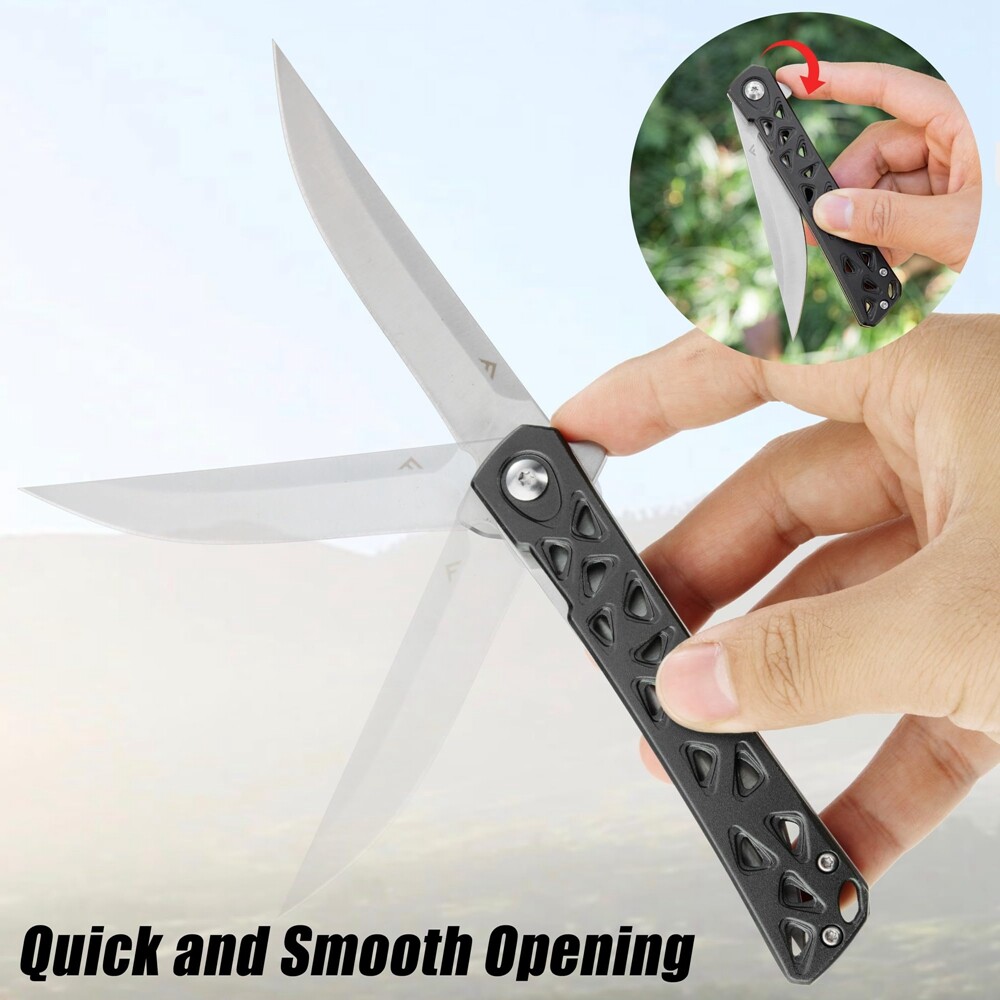 FLISSA 4.5″ Folding Pocket Knife Camping Tactical Pocket Knife Hollow-out Handle