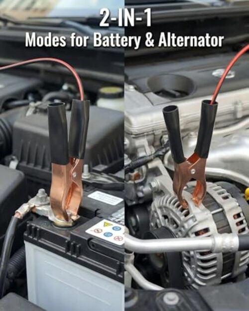 Car Battery Tester 12V/24V Digital Voltmeter with LCD Display & LED Black