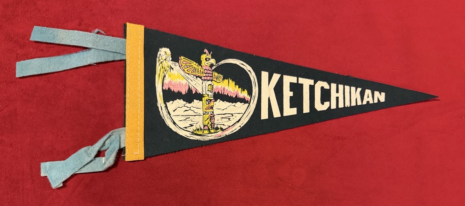 Vintage Ketchikan 10.5 Inch Travel Pennant Revillagigedo Island Alaska Totem