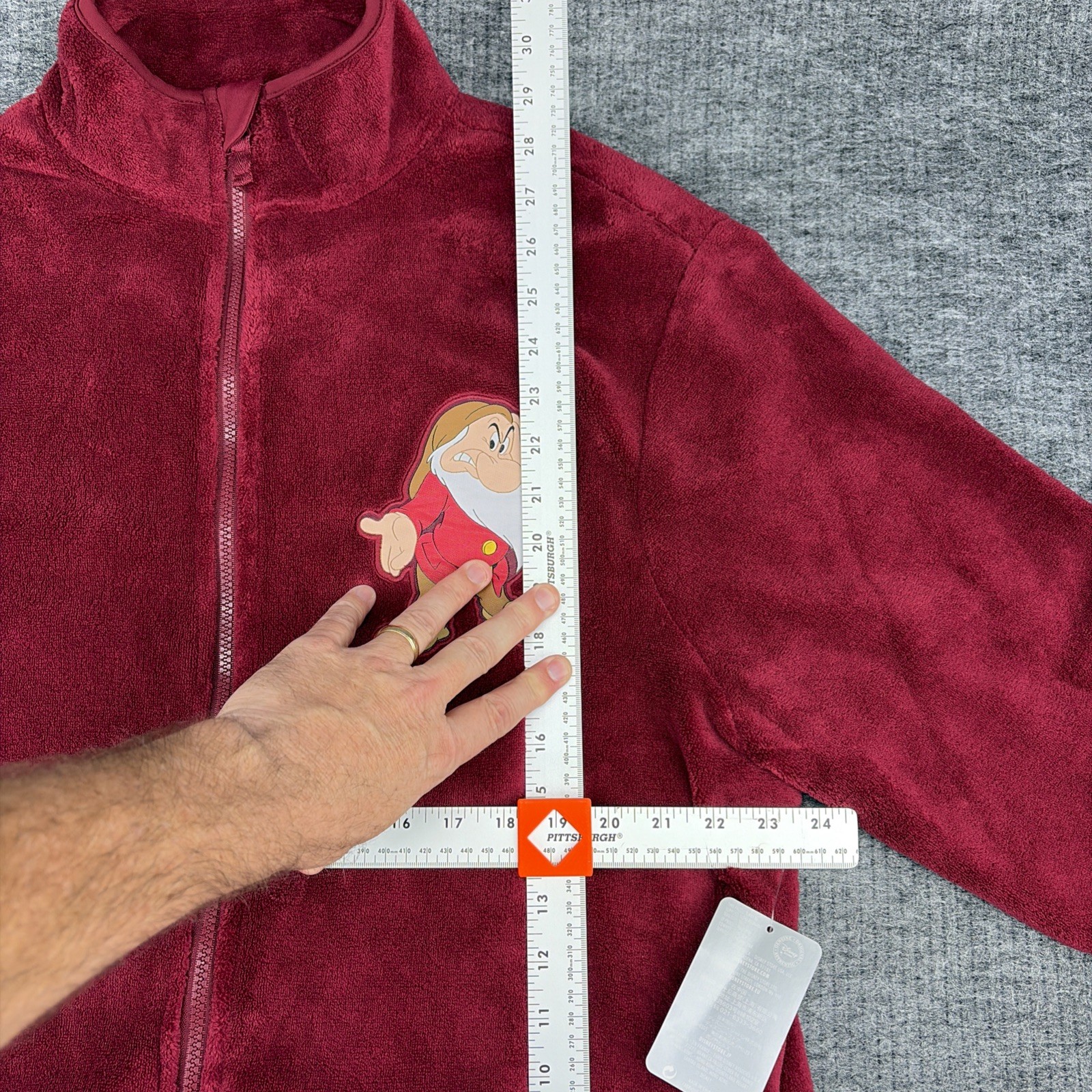 Disney Store Grumpy Burgundy Full-Zip Fleece Jacket – Size XLarge – New w/tags
