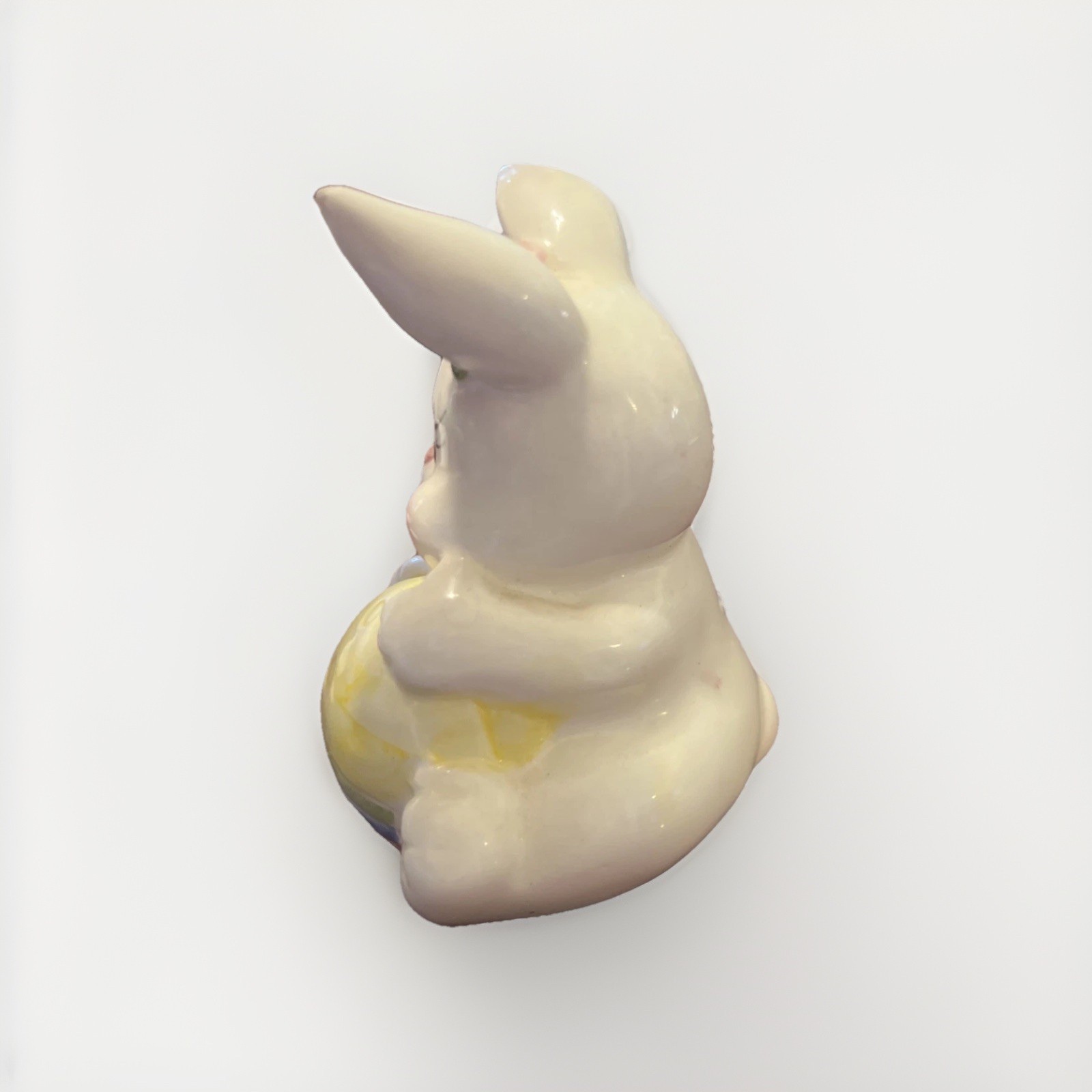 Ceramic Easter Bunny With Easter Egg Figurine 3.5”