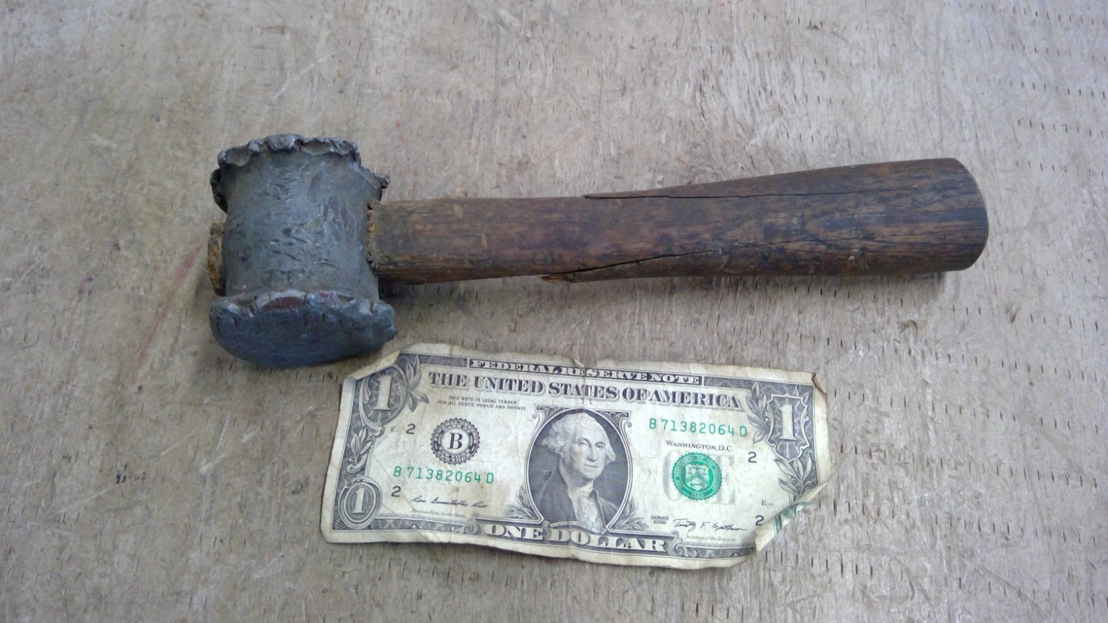 Vintage Lead Head Hammer 1 pound, 7 ounces total weight.