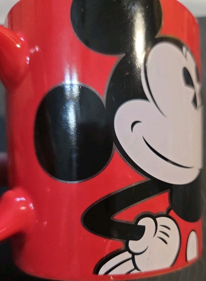 Disney Mickey Mouse Red Ceramic Mug 5329 Whimsical See Photos