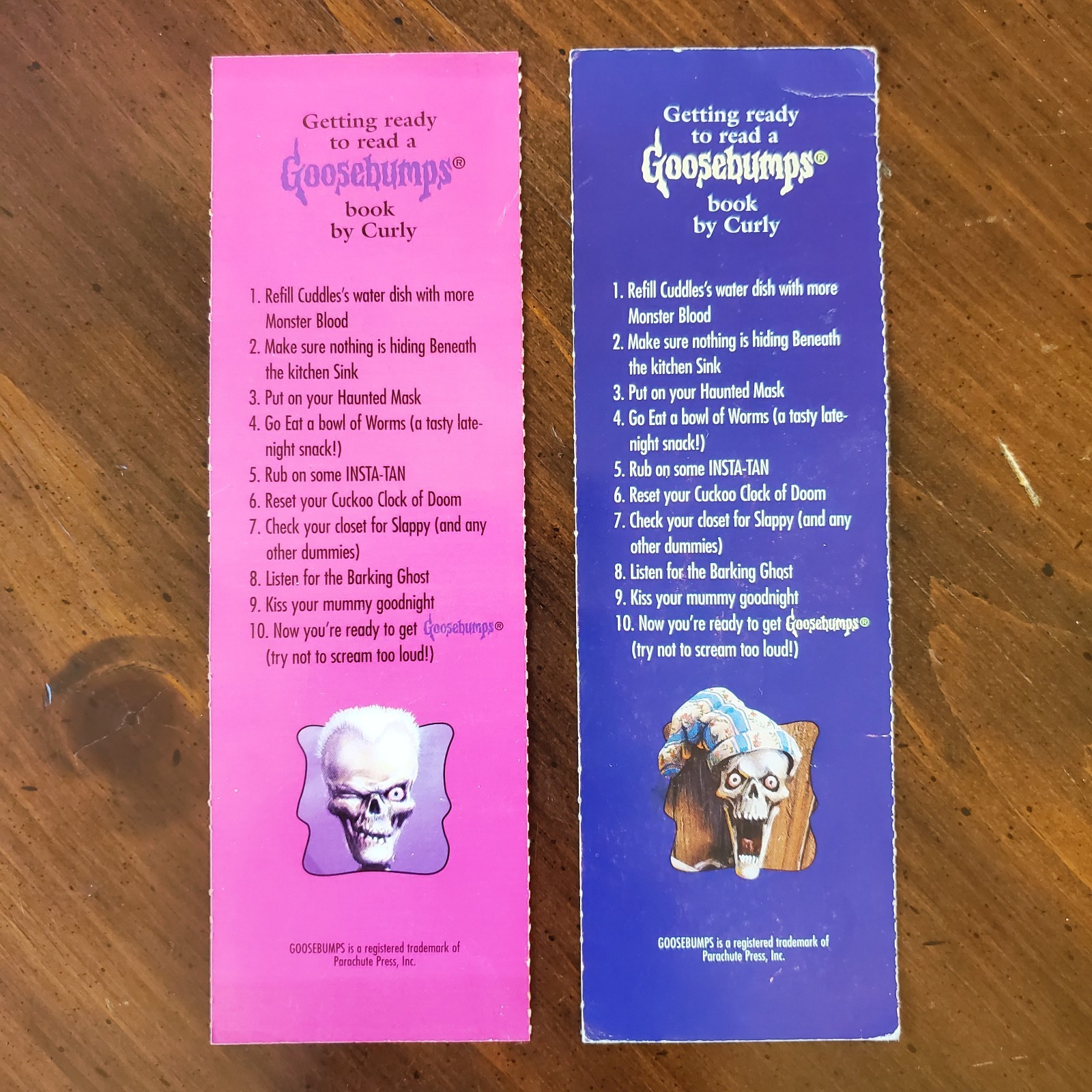 Goosebumps RL Stine Skeleton Bookmarks “Reading is a Scream!” Set of 2, VTG 90s
