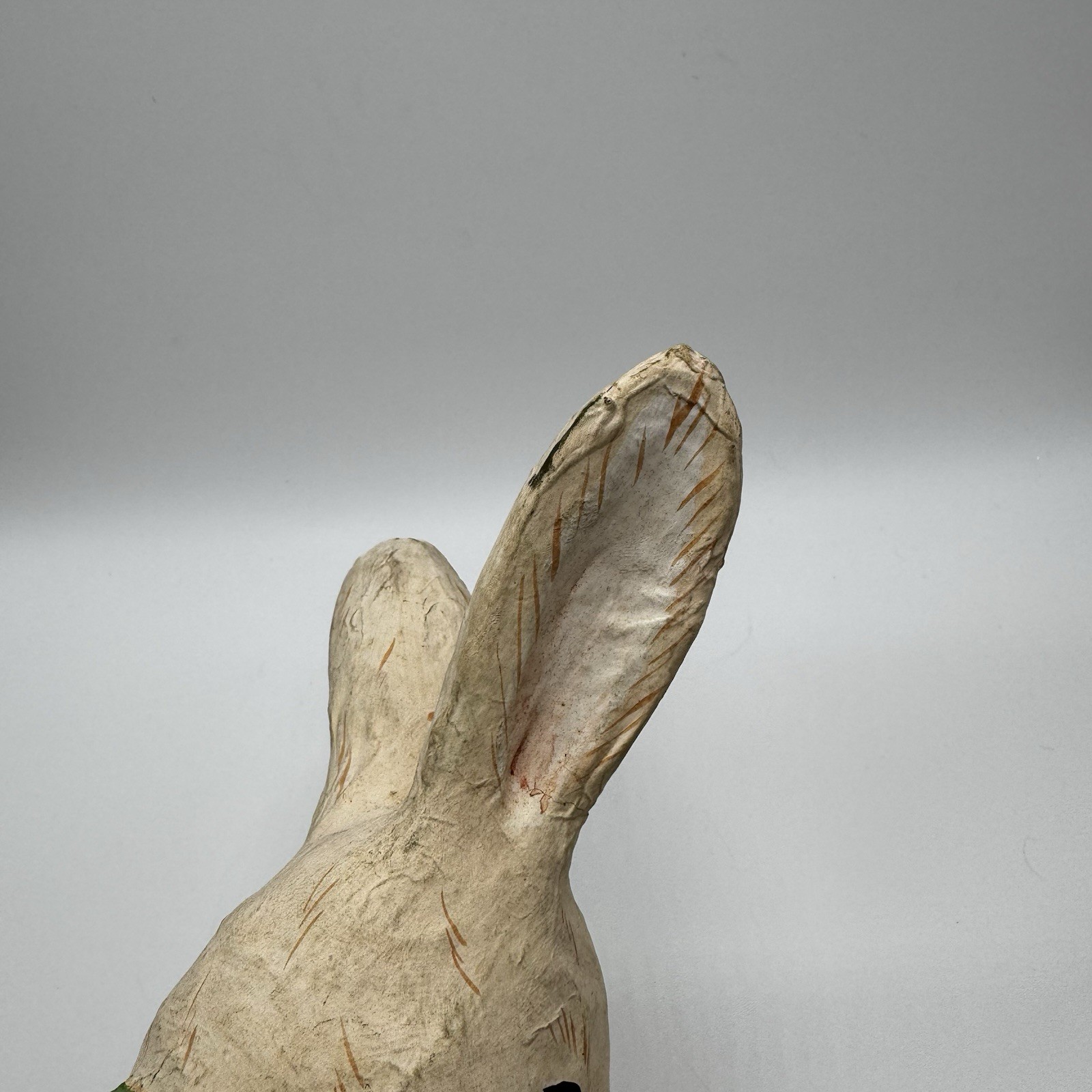 Large Hand-Painted Paper(Papier)-Mache Easter Bunny Rabbit With Carrot Figurine