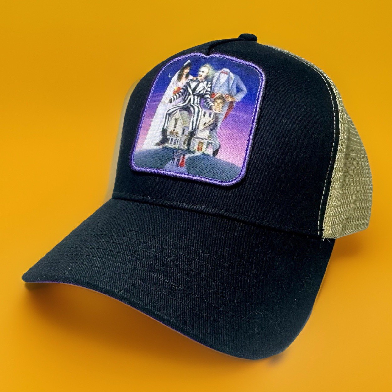 Beetlejuice Snapback Trucker Hat Unisex Adult Black/Tan/Purple By Warner Bros.