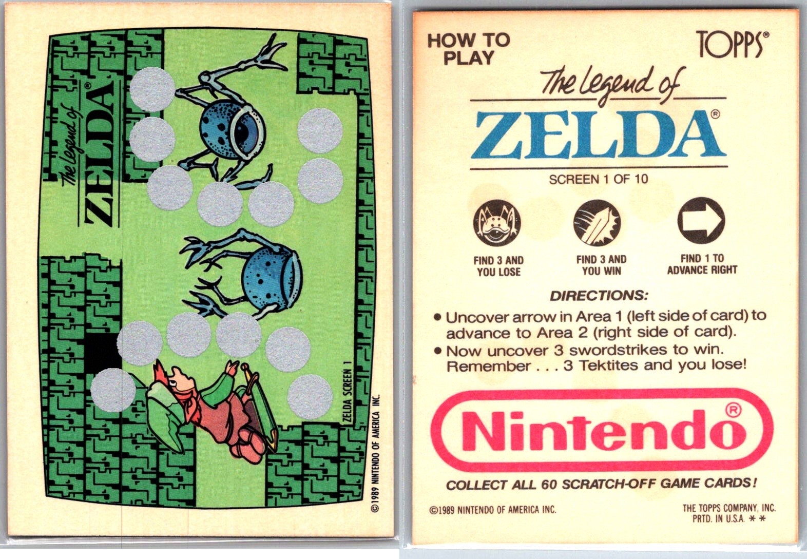 1989 Topps Nintendo Game Pack Rub Off Cards & Stickers – You Pick Your Cards