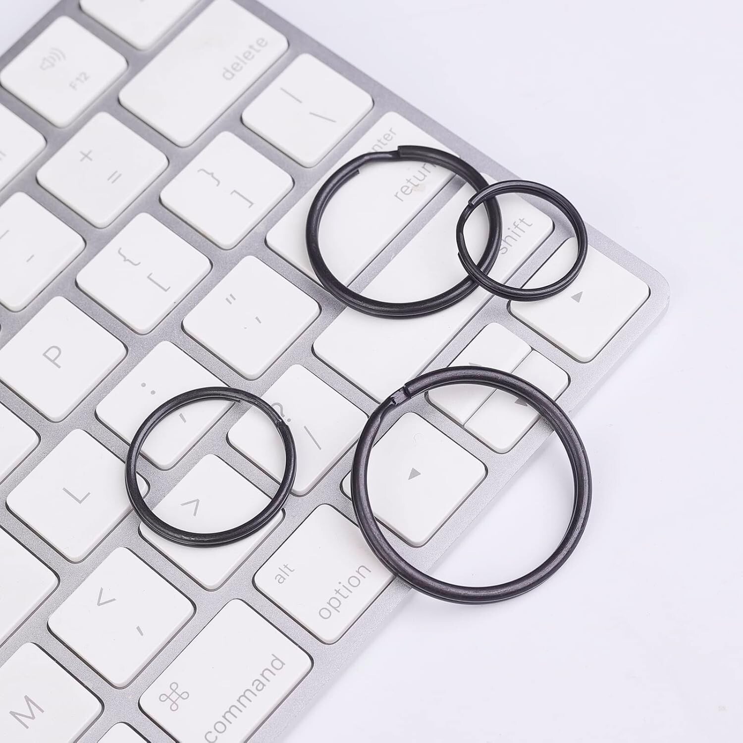 40 Pack Key Ring Keychain Mix 4 Sizes Black Metal Flat Split Key Chains Rings…
