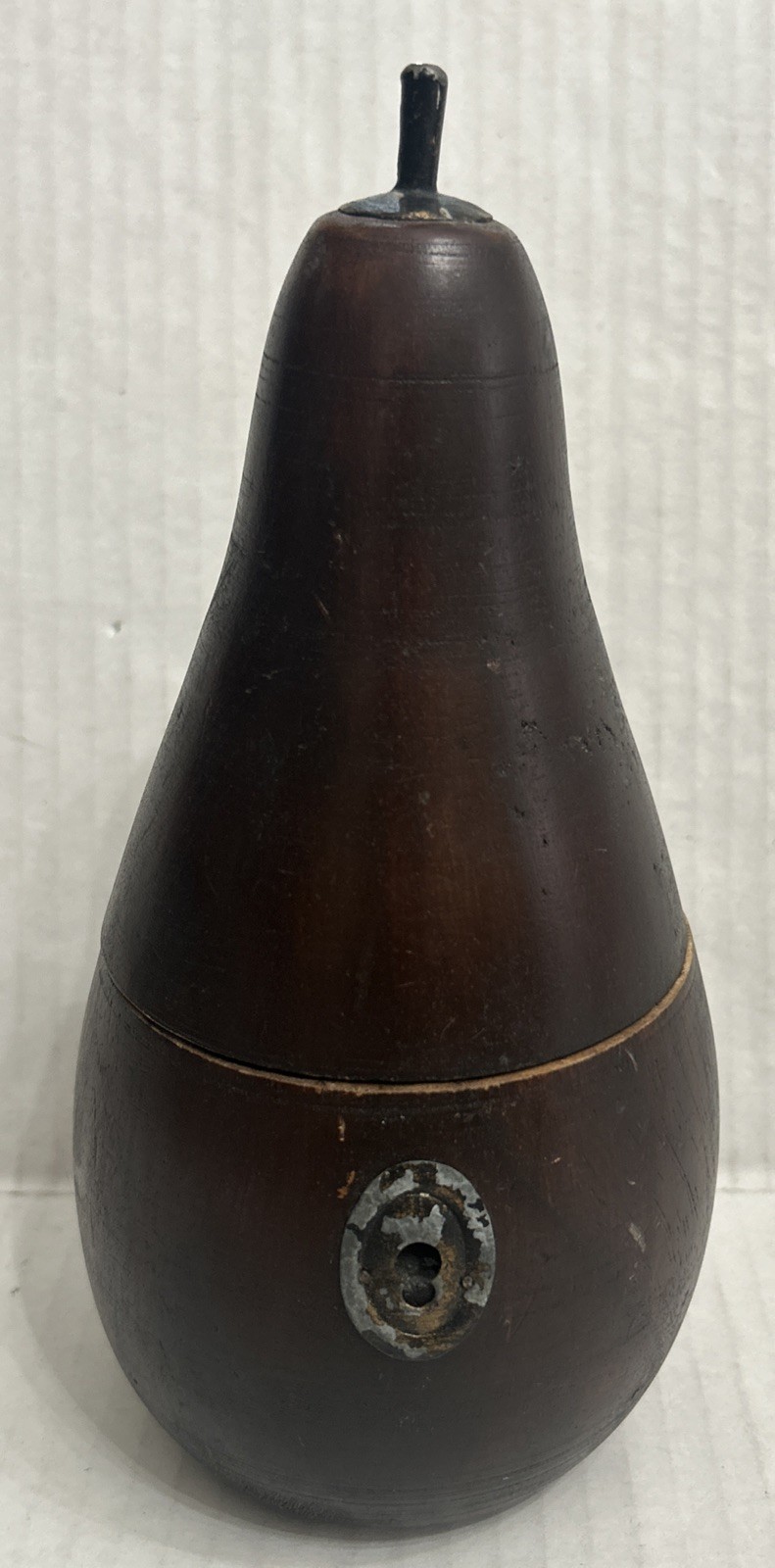 Vintage Wooden Pear Shaped Tea Caddy