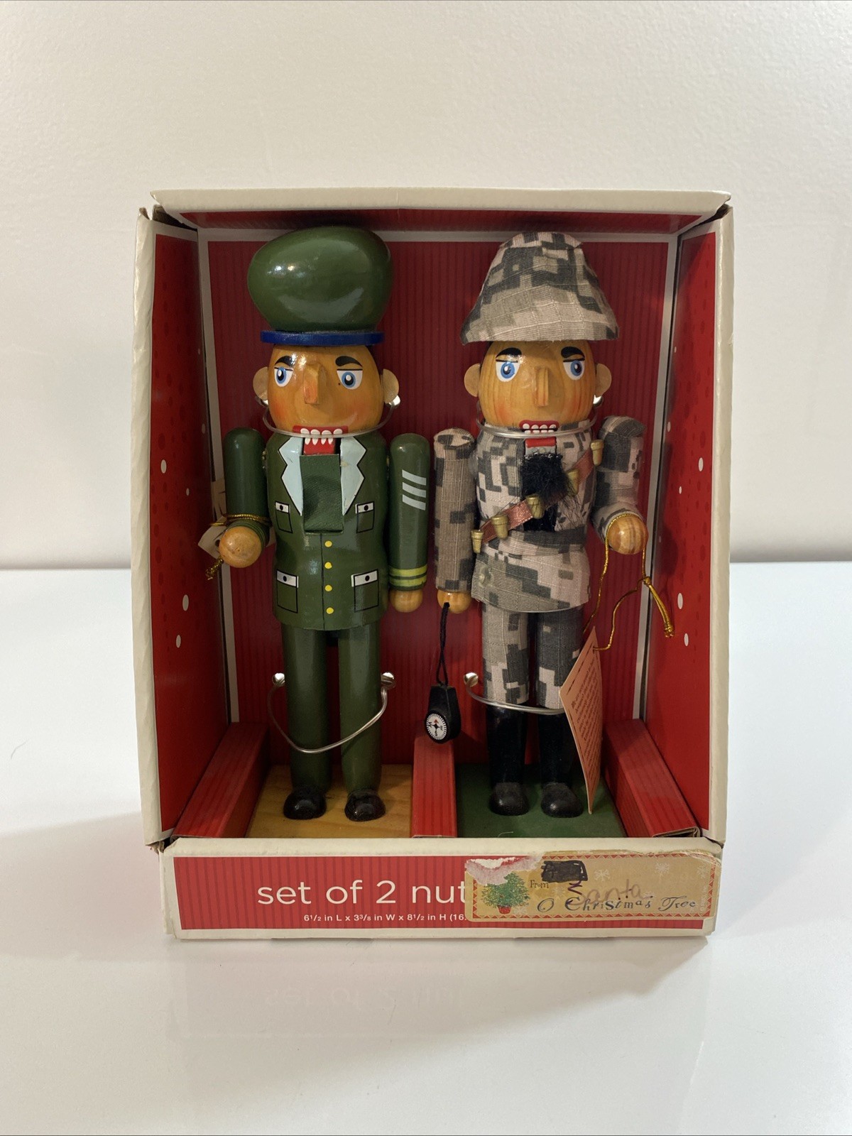 Target 2010 Handmade Military Soldier Nutcracker Set of 2 Marine Army New In Box