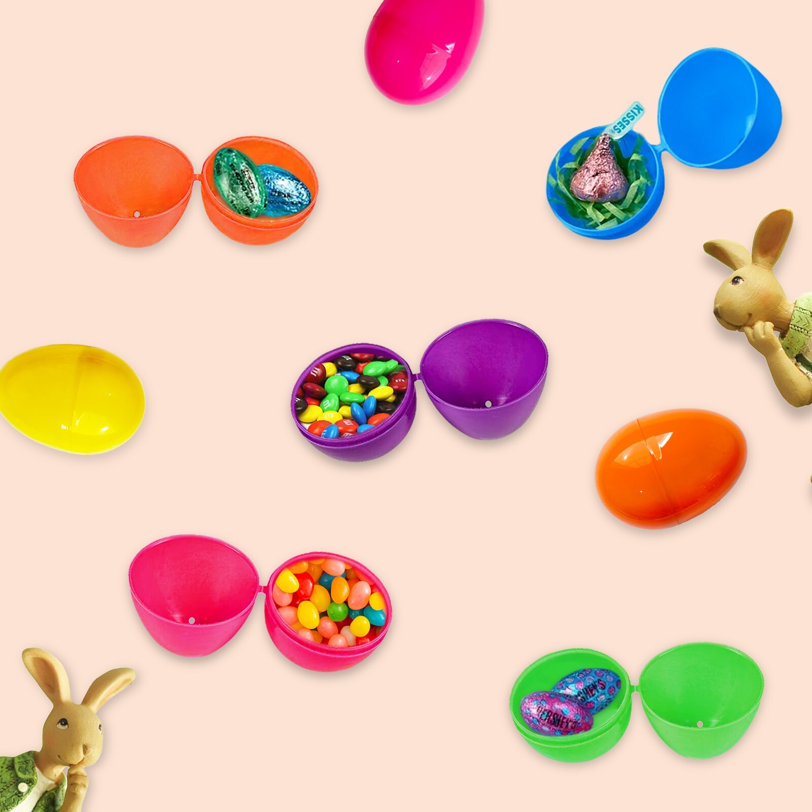 50/200 PCS 2.25″ Plastic Easter Eggs Empty Easter Eggs Fillable Bright Eggs Bulk