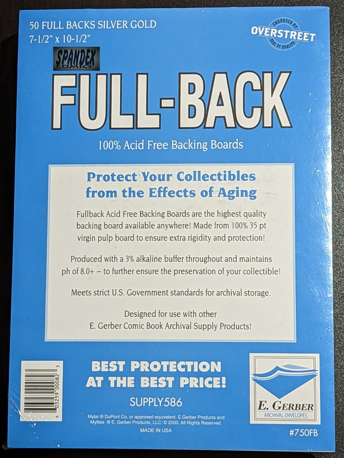 50 E. Gerber FULL-BACK Silver 100% Acid Free 35 PT Archival Comic Boards 750FB