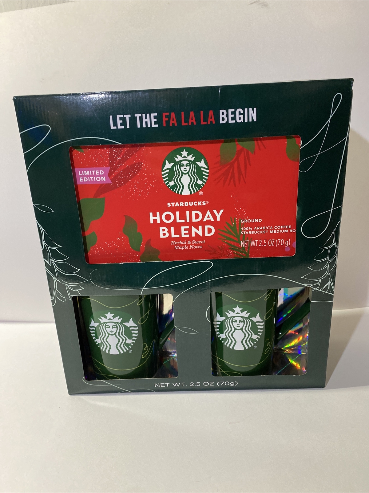 2 Starbucks Ceramic Mugs & Starbucks Holiday Blend Ground Coffee Gift Set 2020