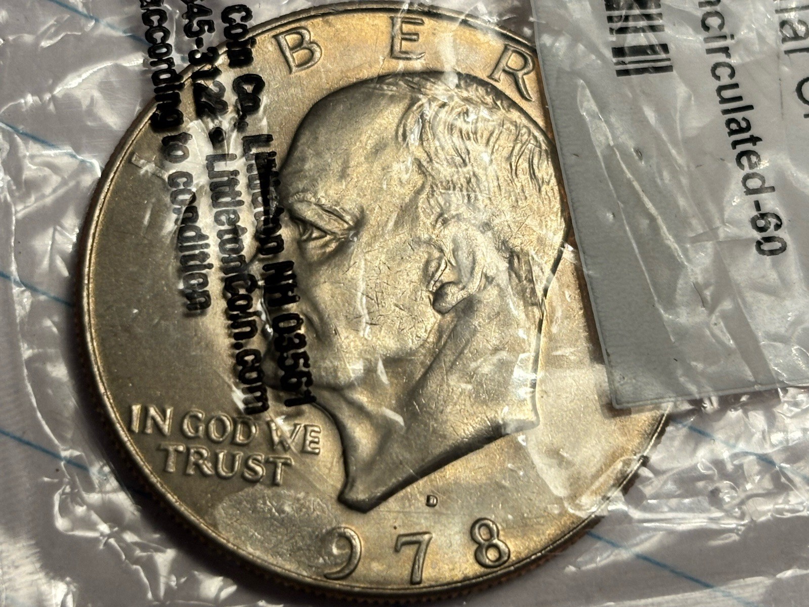 1978 D Eisenhower Clad Dollar Missing Partial Date Uncirculated 60