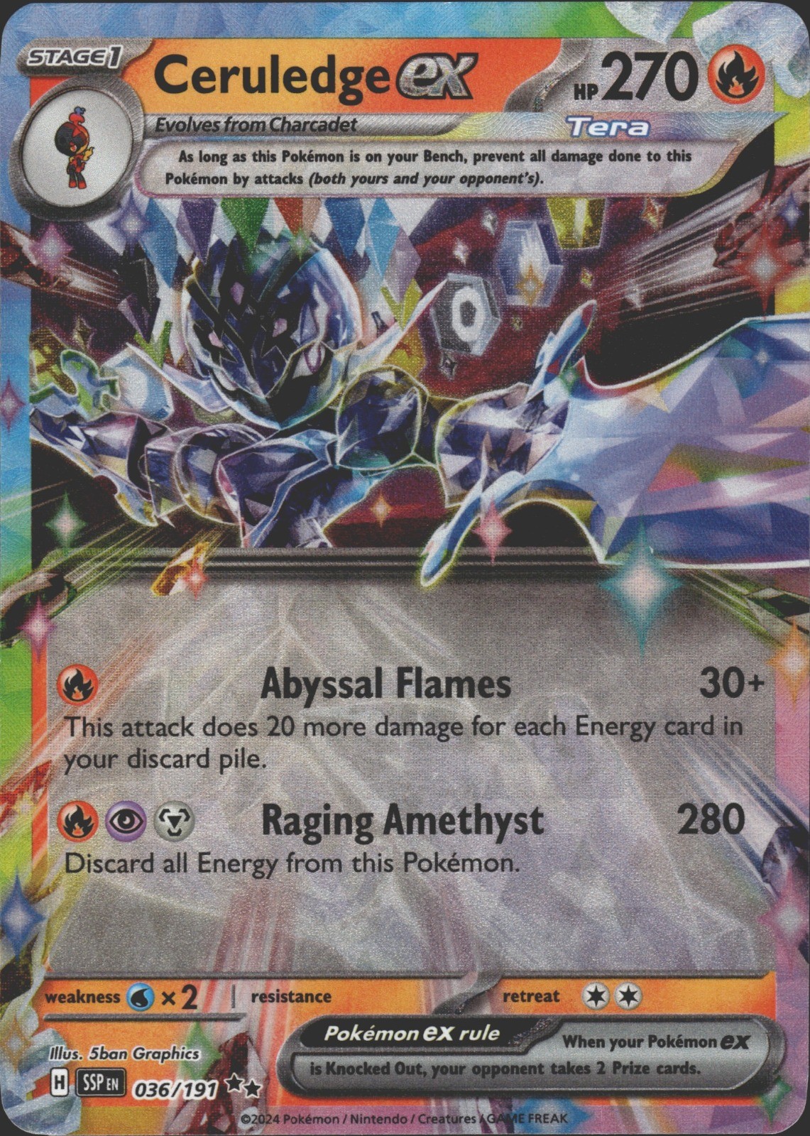 Ceruledge ex 036/191 Surging Sparks Double Rare NM