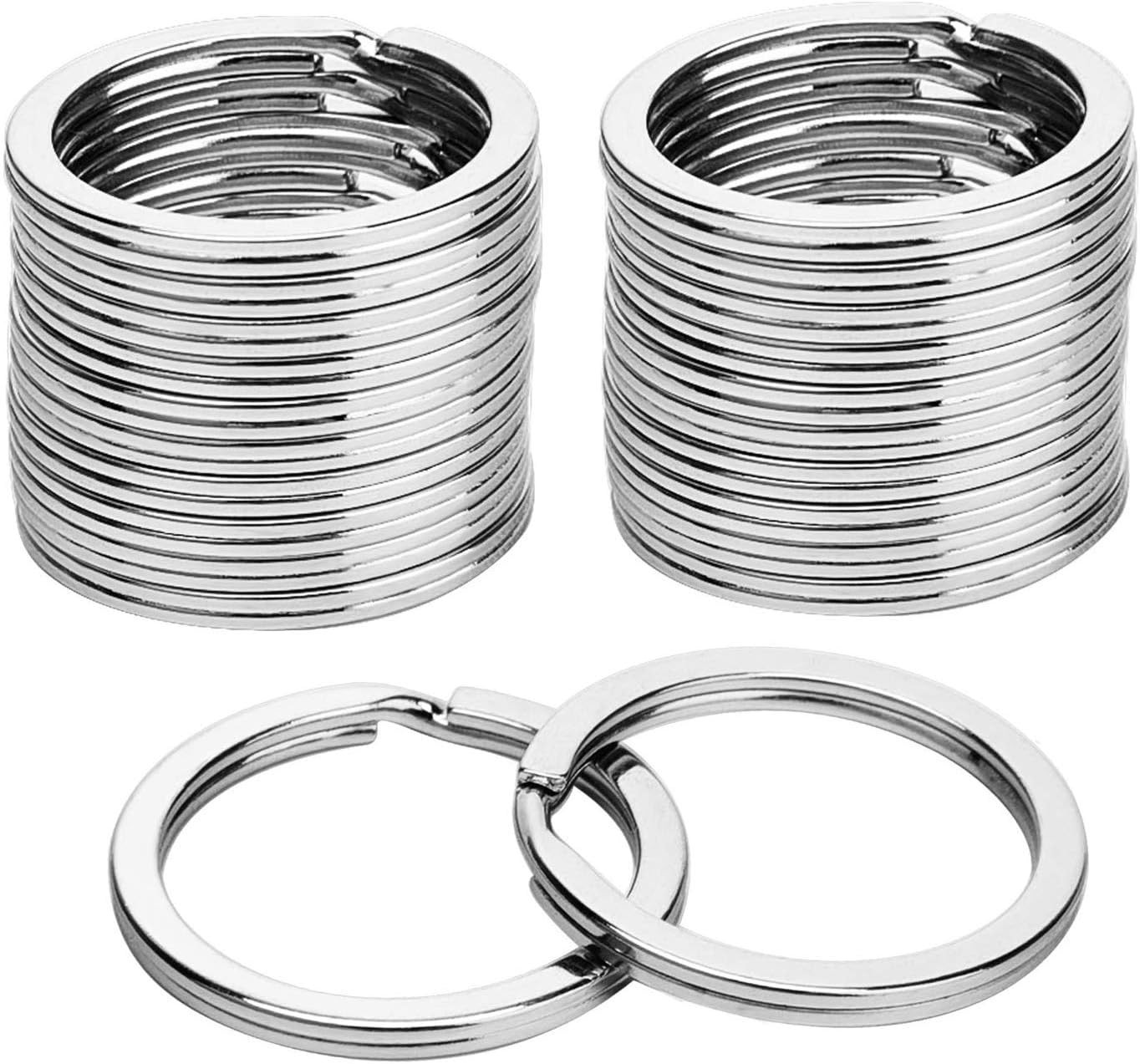 100-Pack 1.2 Inch Metal Key Rings (30Mm) – Silver Split Keychain Rings for Keys,
