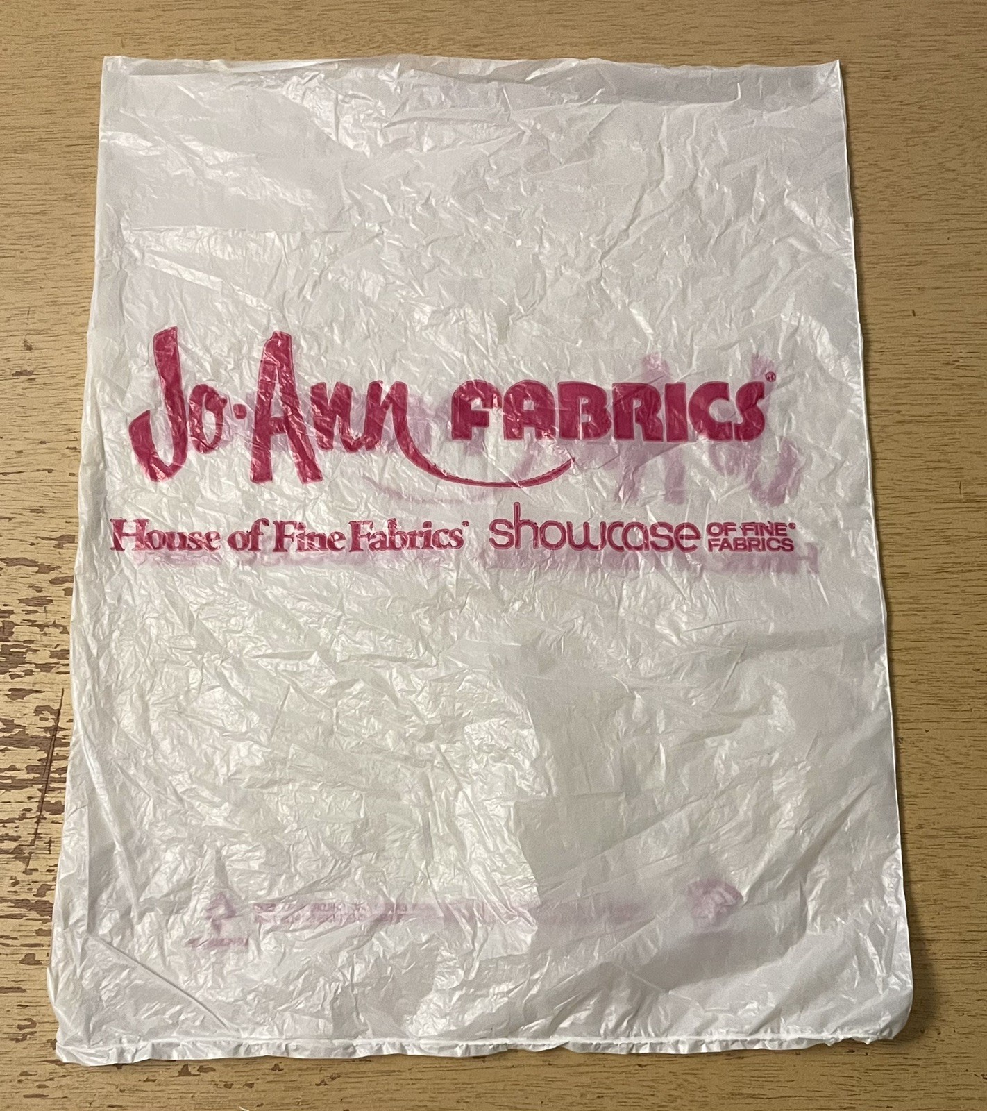 JoAnn Fabrics Plastic Shopping Bag Showcase House Of Fine Fabrics Vtg Original