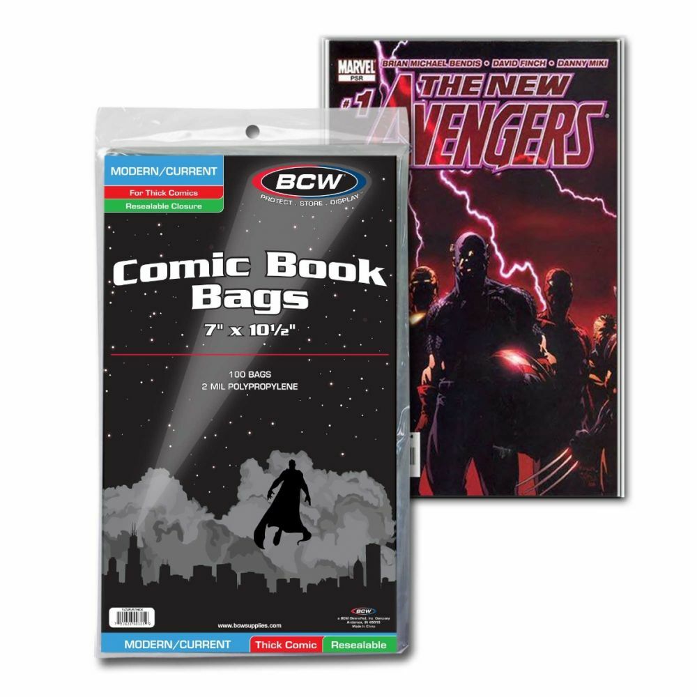 100 – BCW Current Modern Thick 2-Mil Polypropylene Resealable Comic Book Bags!