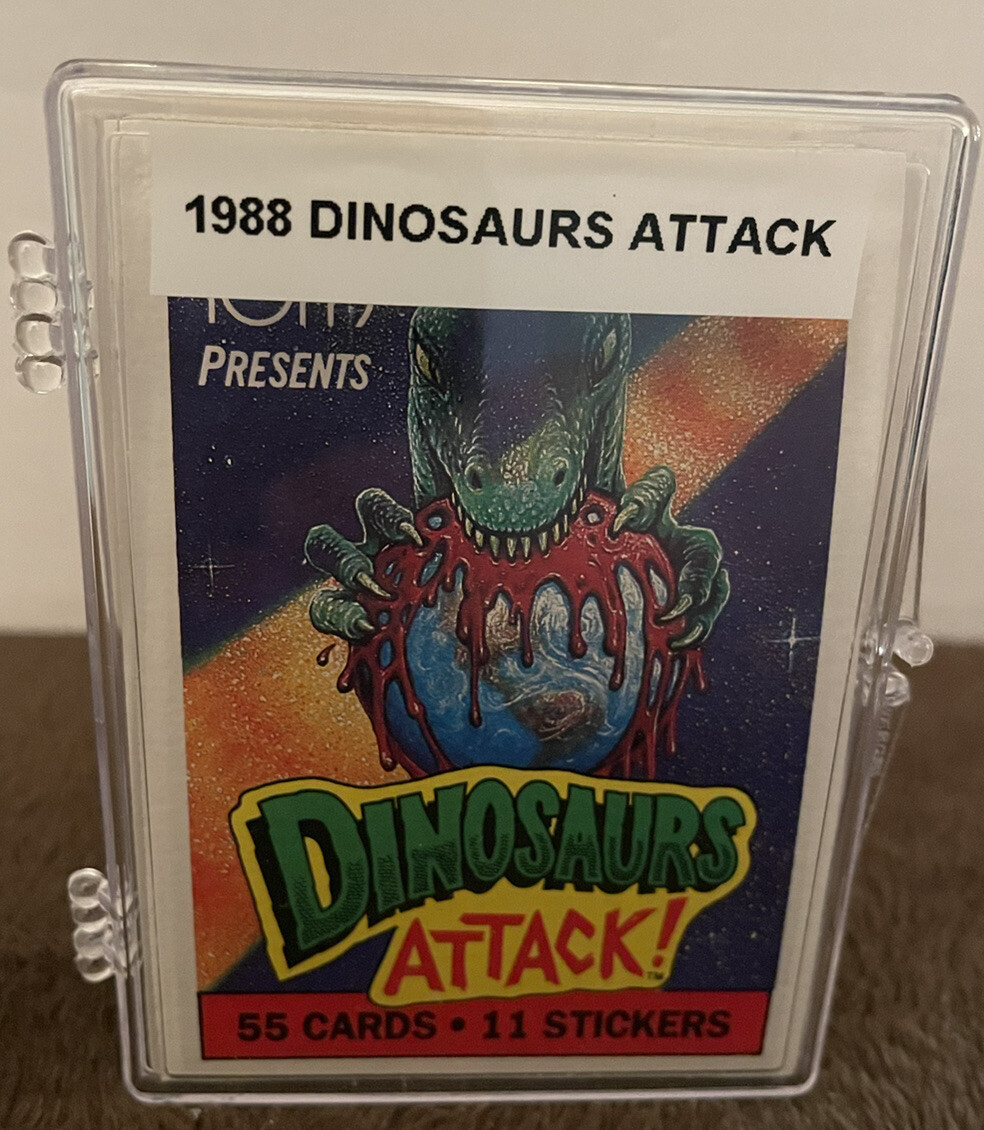 1988 Topps Dinosaurs Attack! 55 Trading Cards Base Set + 11 Card Sticker Set!!!!