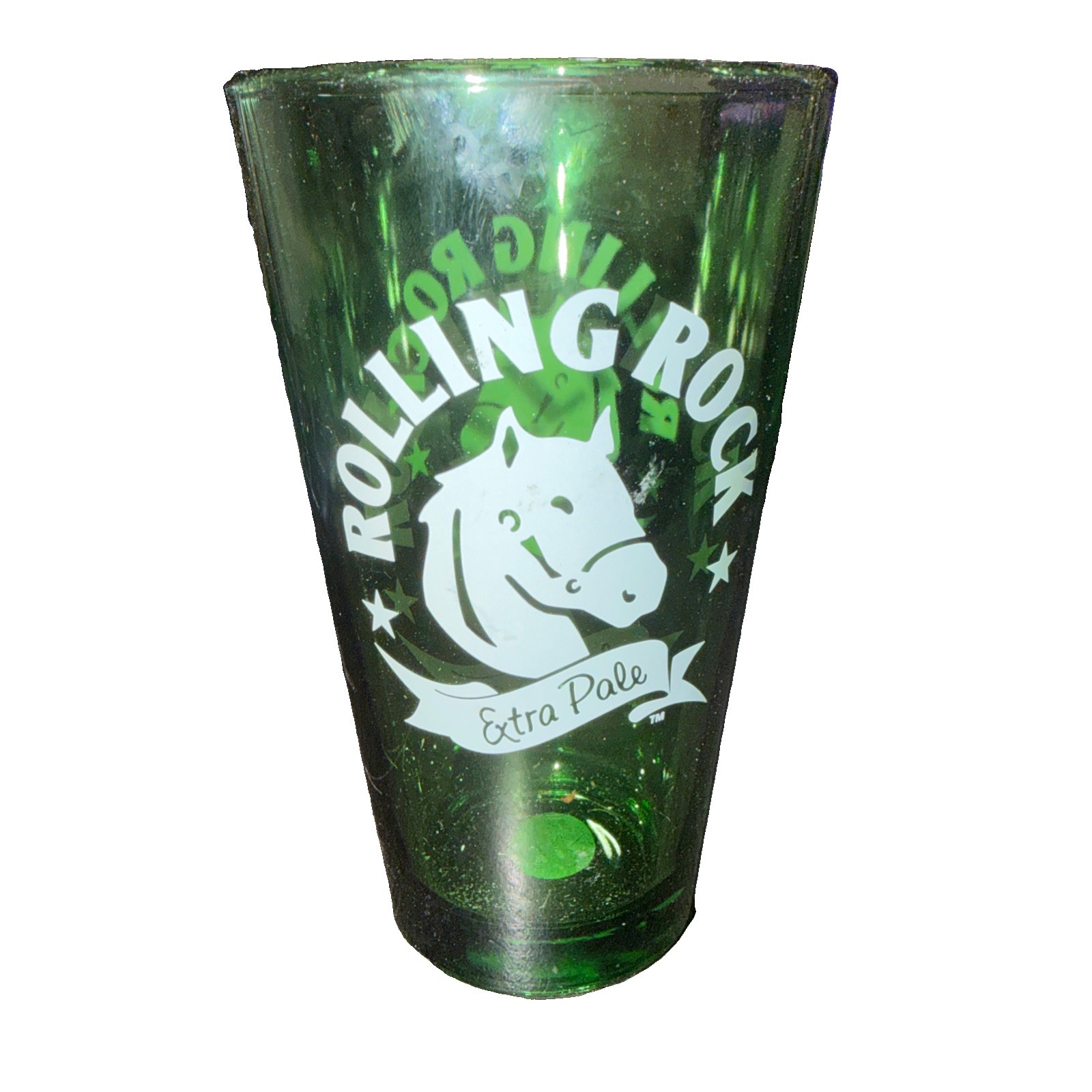 Rolling Rock Extra Pale Beer Light Green Pint Glass
