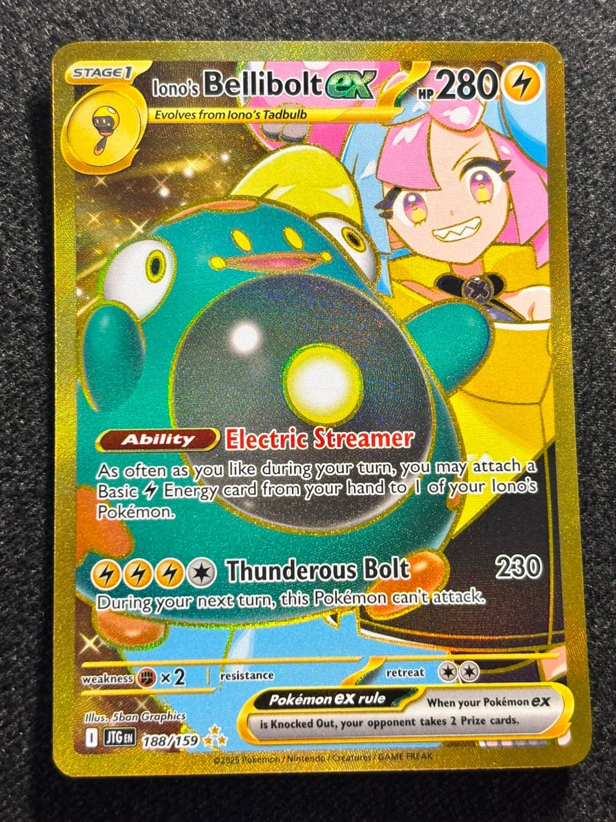 Pokémon TCG Iono’s Bellibolt ex 188/159 Sv09 Journey Together Ultra Rare Holo NM