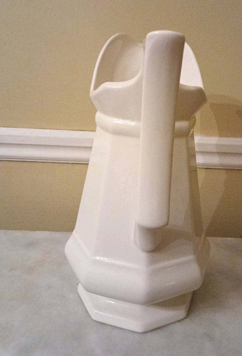 Simpsons Museum Collection White Pitcher England Edison Institute Approx 10″ Tal