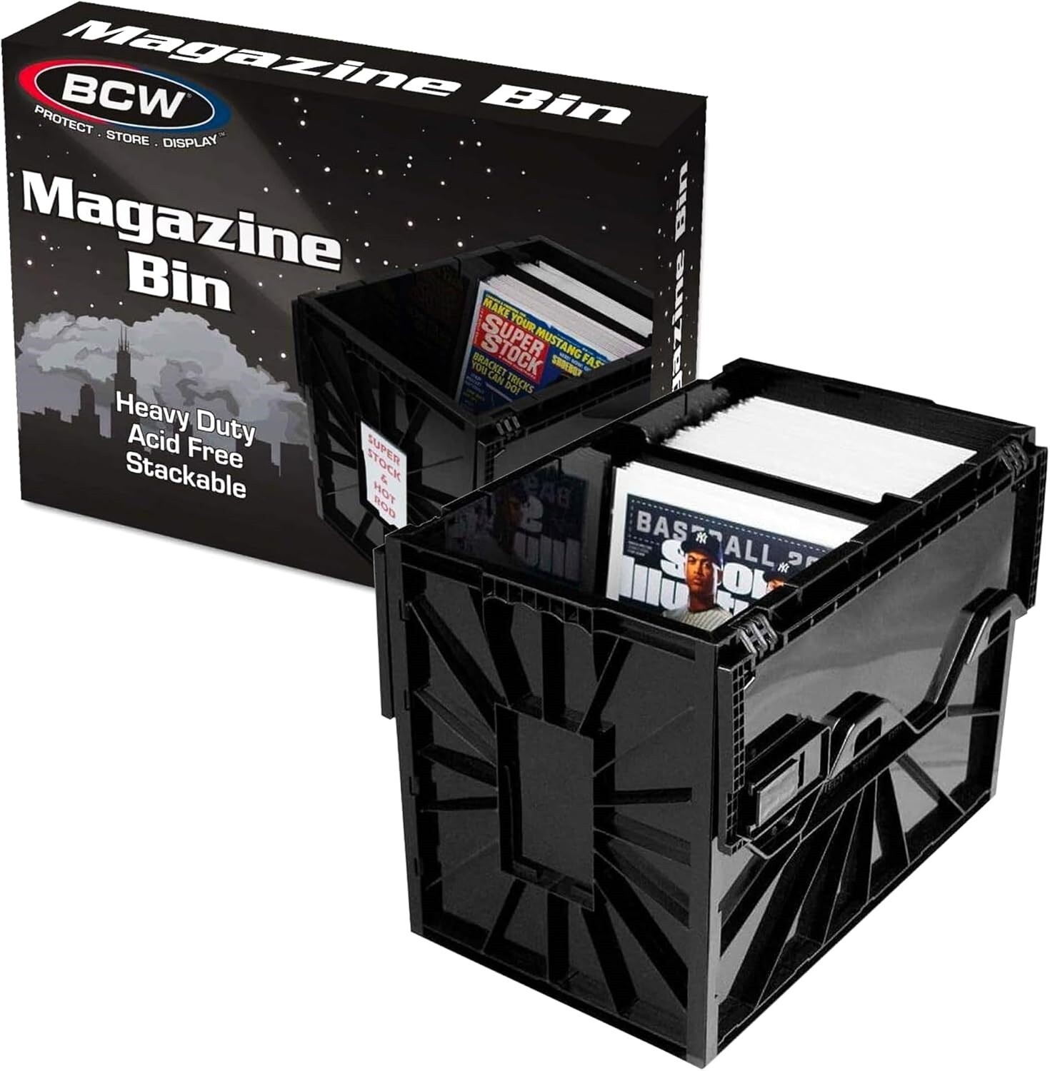 BCW Magazine Document Storage Plastic Bin Stackable Box Heavy Duty New