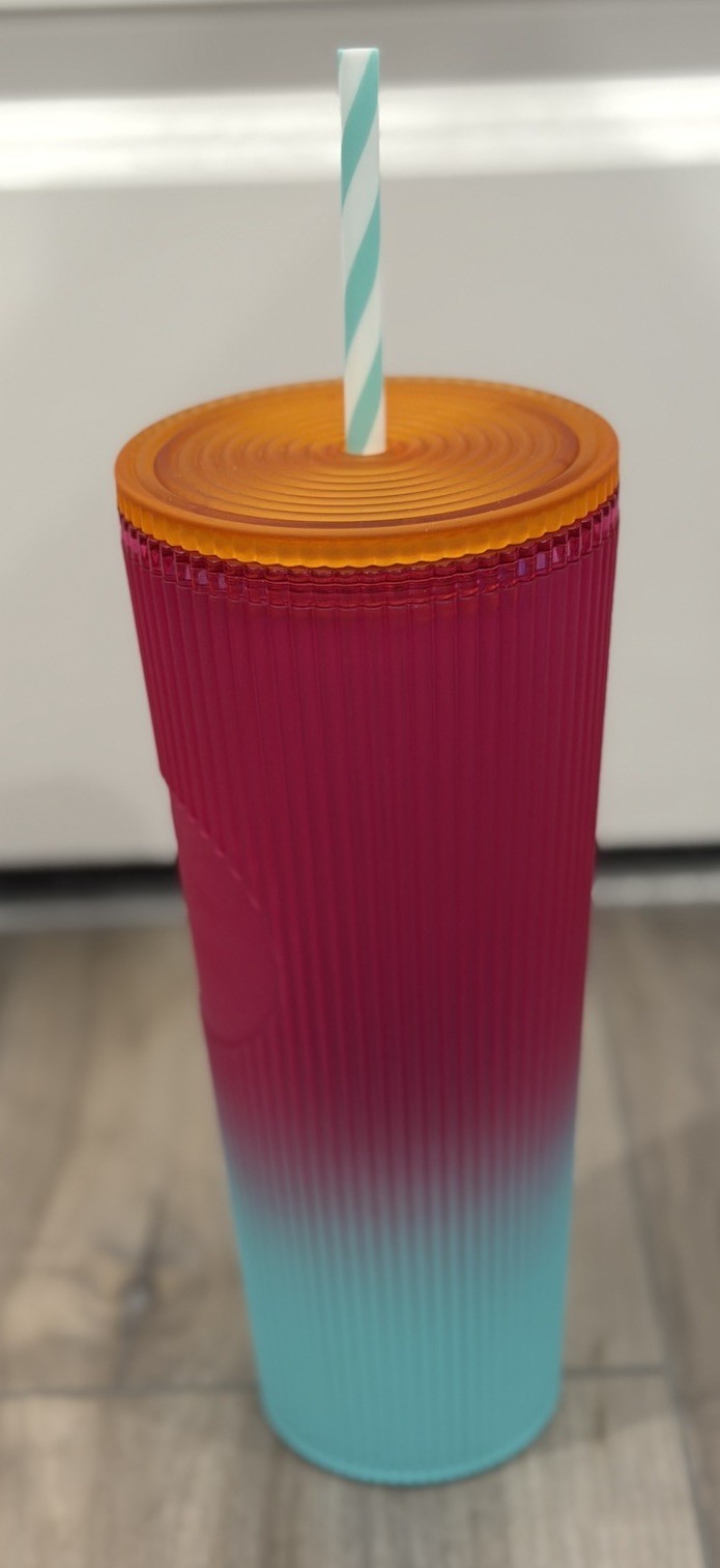 Starbucks 2025 Neon Pink Gradient Pleated Tumbler