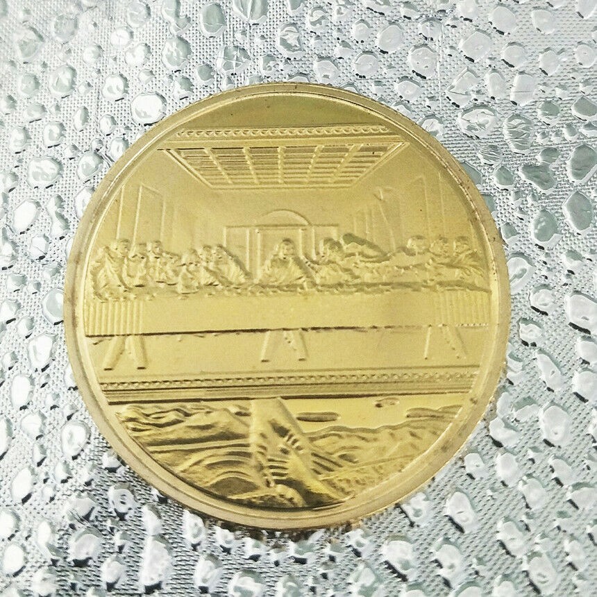 * 100 PCS Jesus Christ & Last Supper Gold Plated Coin *Great Religious Keepsake”