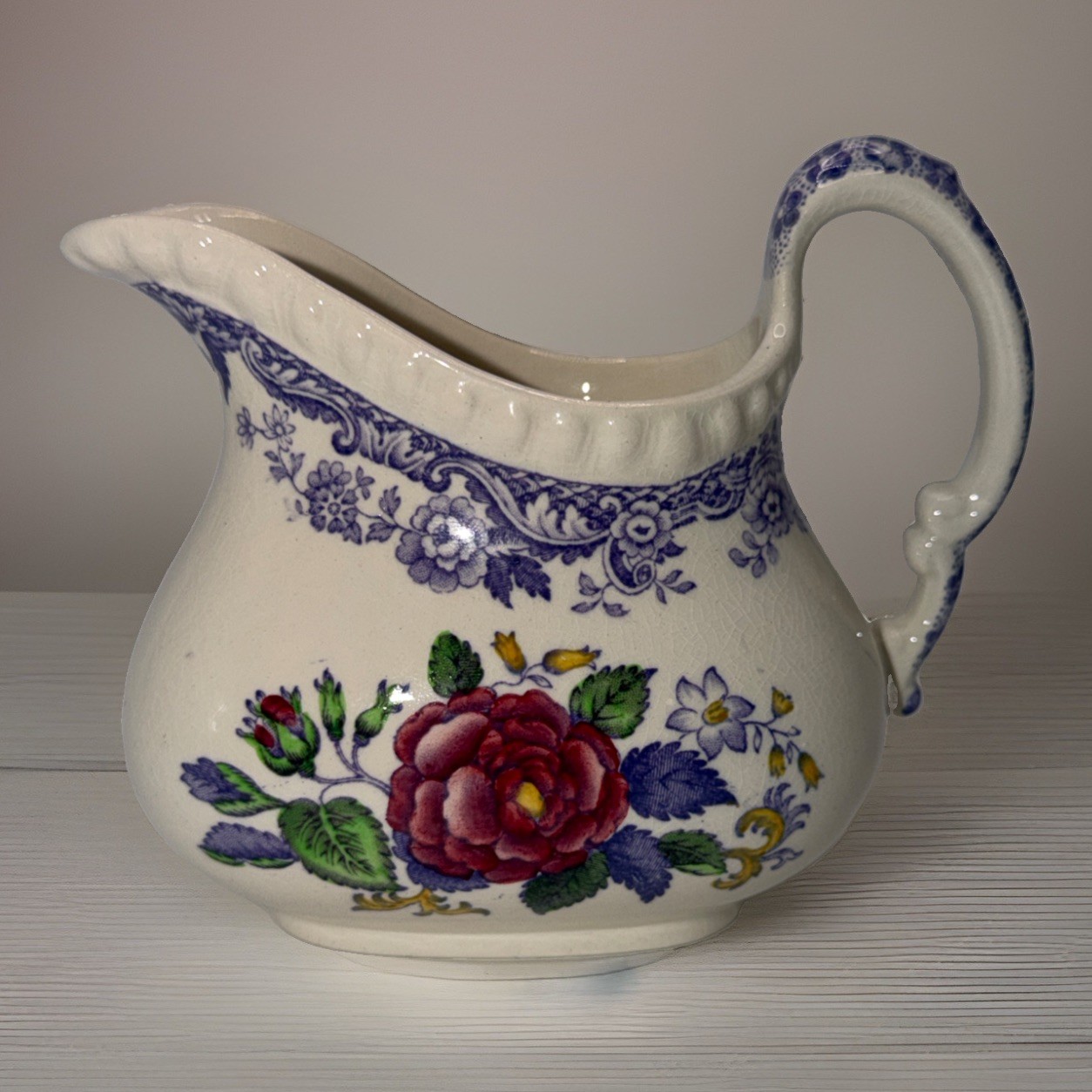 Copeland Spode Mayflower Creamer Purple Floral England Vintage 3.5 Inch Pitcher