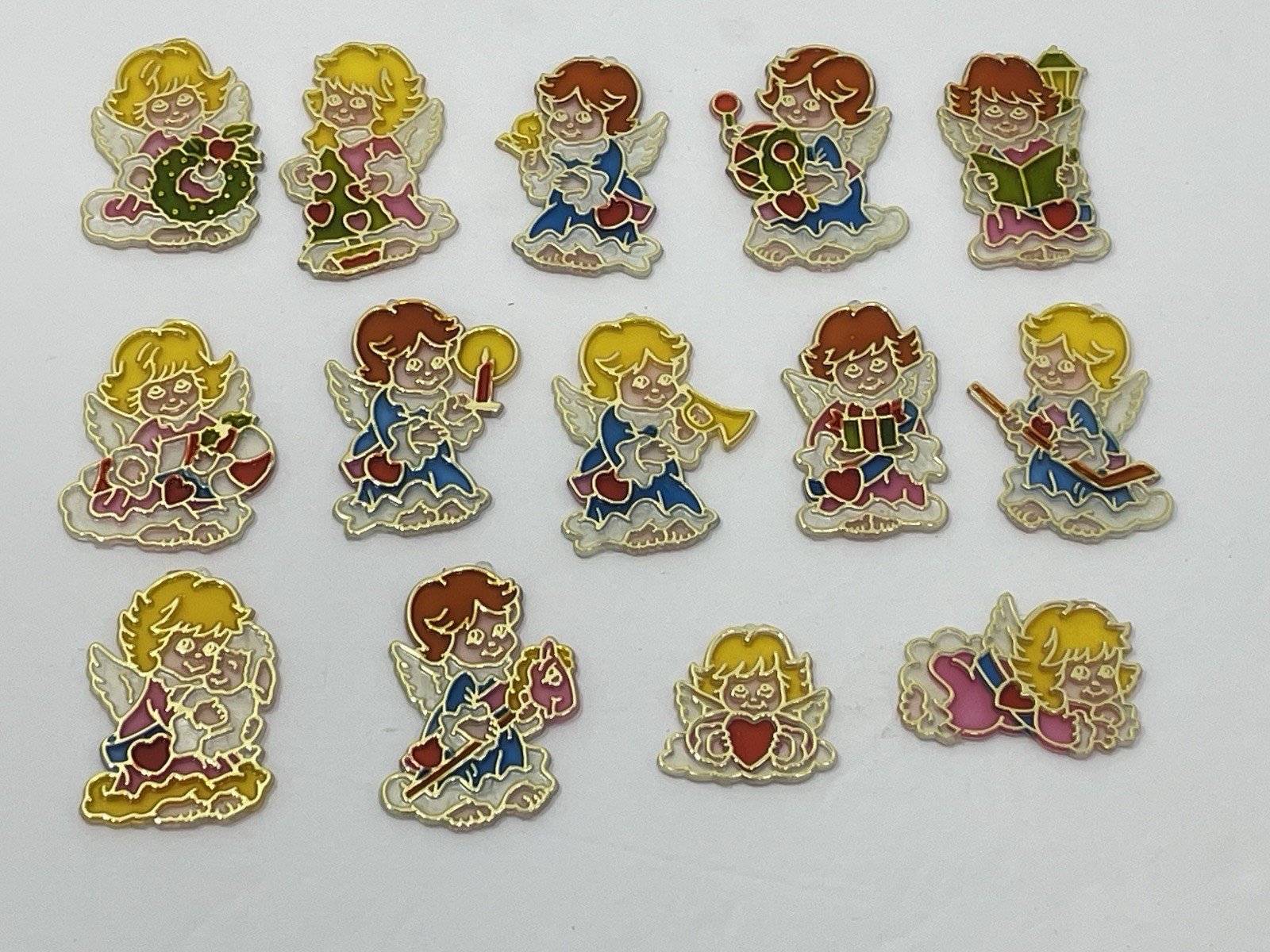 VTG 2.5” Plastic Angel Sun-catcher Christmas Ornaments Lot of 14