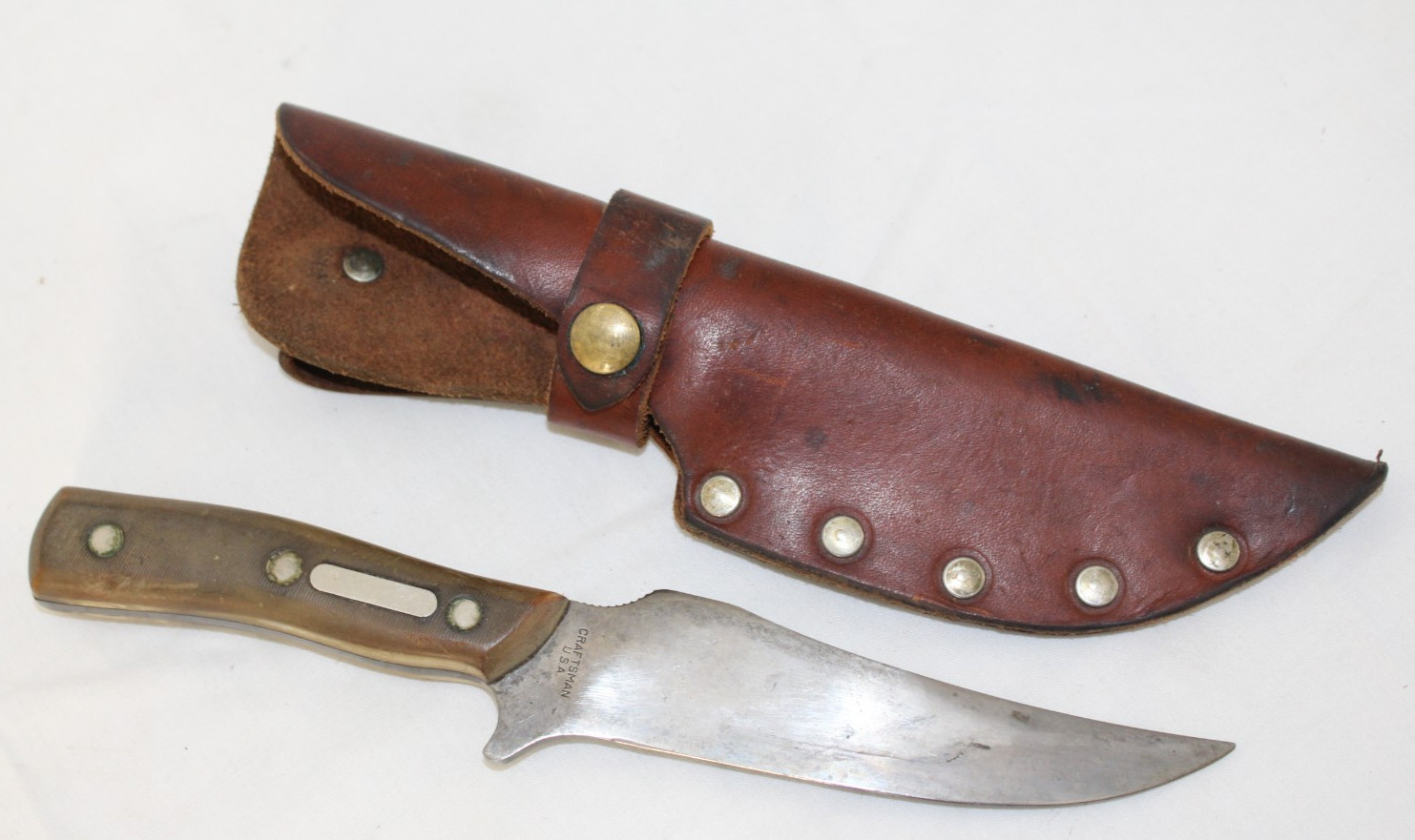 Rare Vintage CRAFTSMAN Schrade 150T Fixed Blade Hunting Knife w/Sheath ,USA