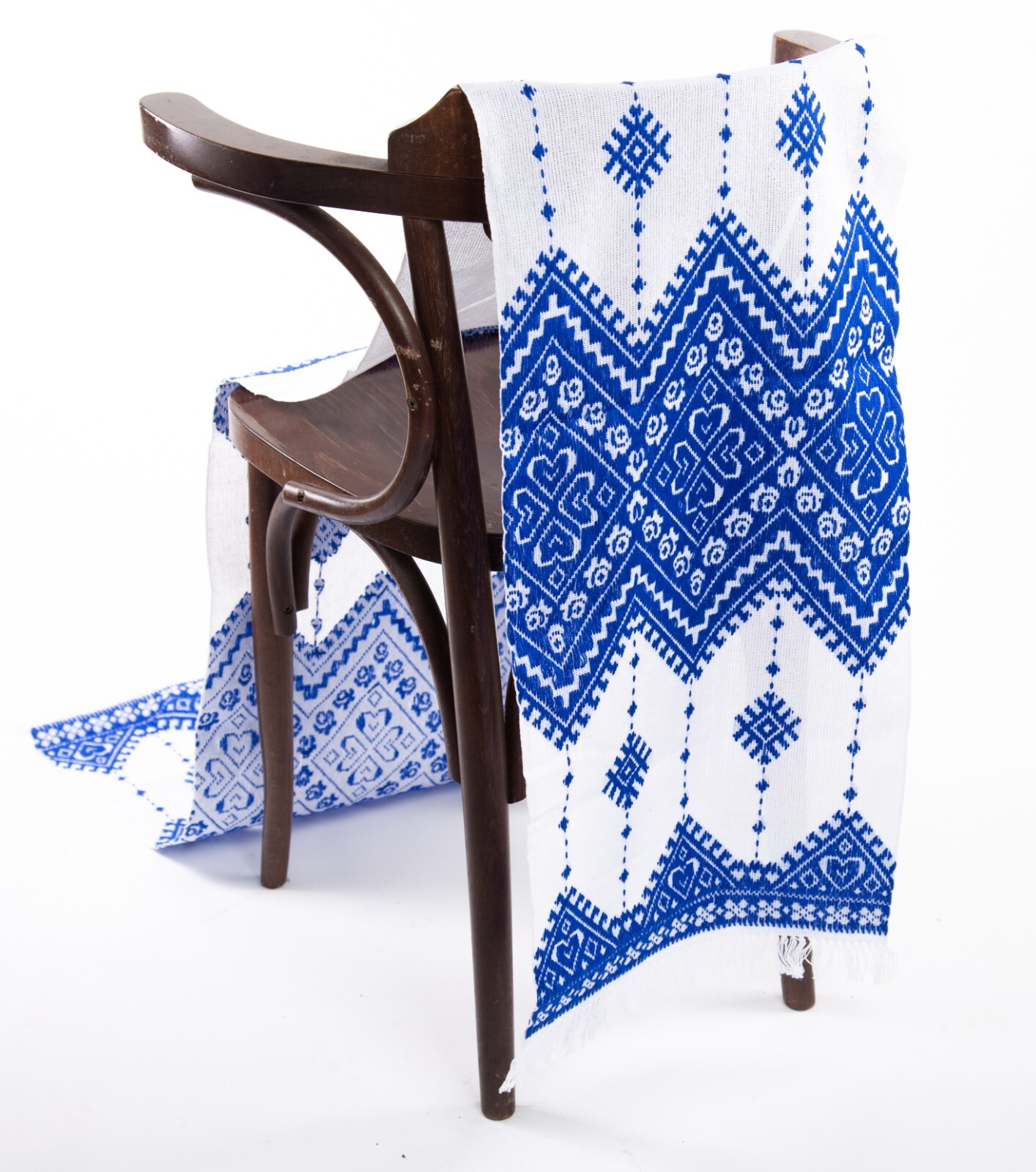 Rushnyk Ukrainian Wedding Blue Handmade satin-stitch Embroidery 200x30cm Towel