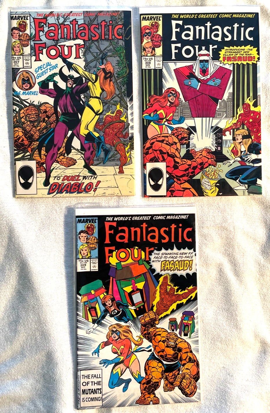 Fantastic Four 307 308 309 **THREE COMIC LOT** -Marvel Comics -1987