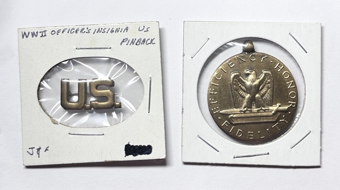 N. S. Meyer Inc. New York Military Insignia U.S.Brass Lapel Pinback & WWII Medal