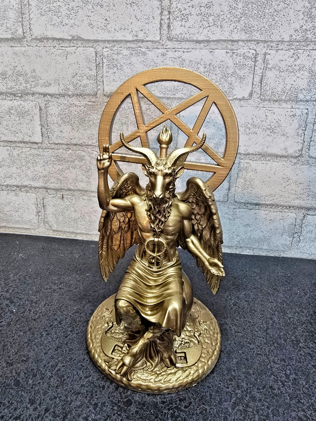 Baphomet Horned Sabbatical Goat Statue 8″ tall. ABS material, 3d printed.