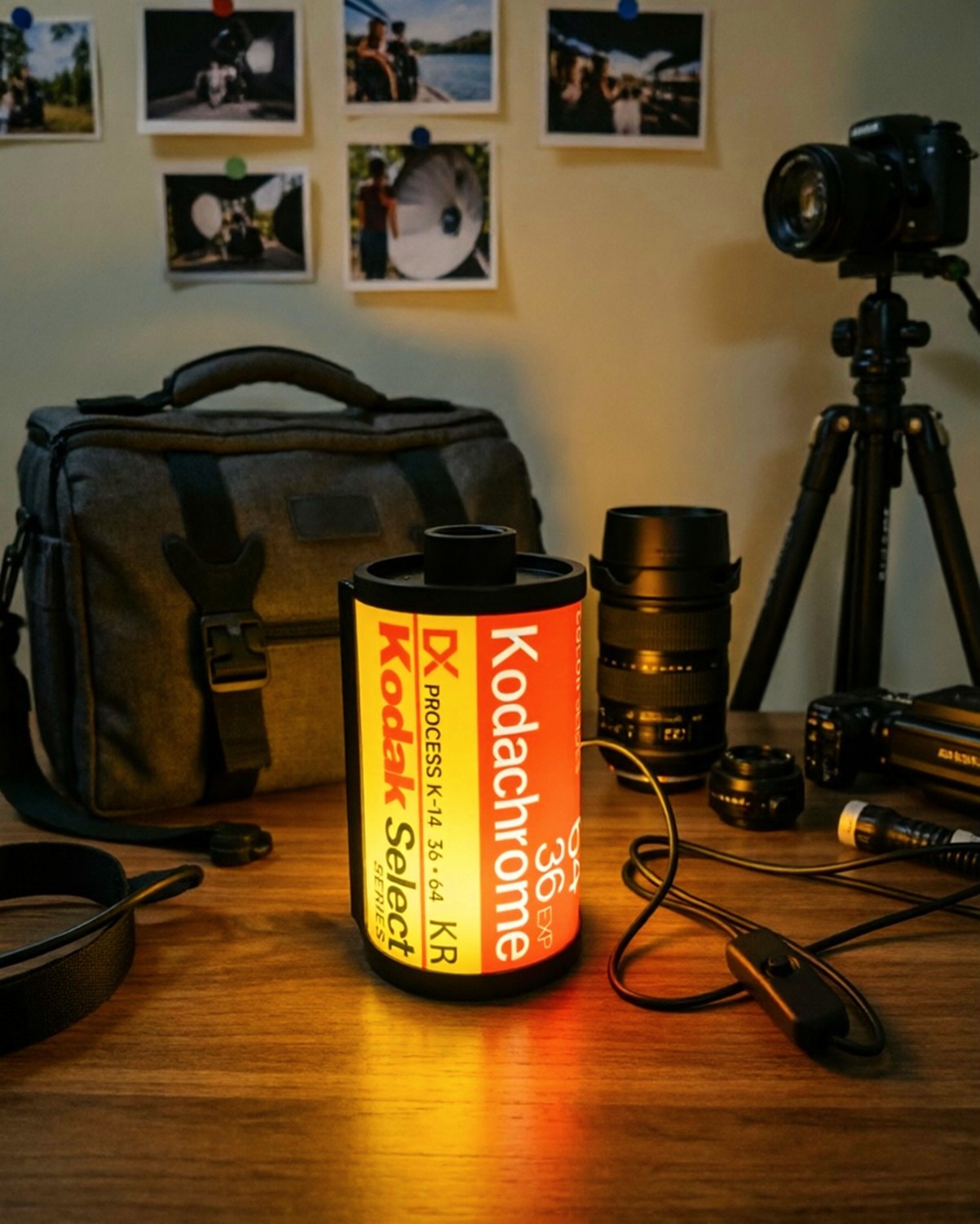 Kodak Film Kodachrome 64 Canister Design LED Light Camera Decor Lamp Neon
