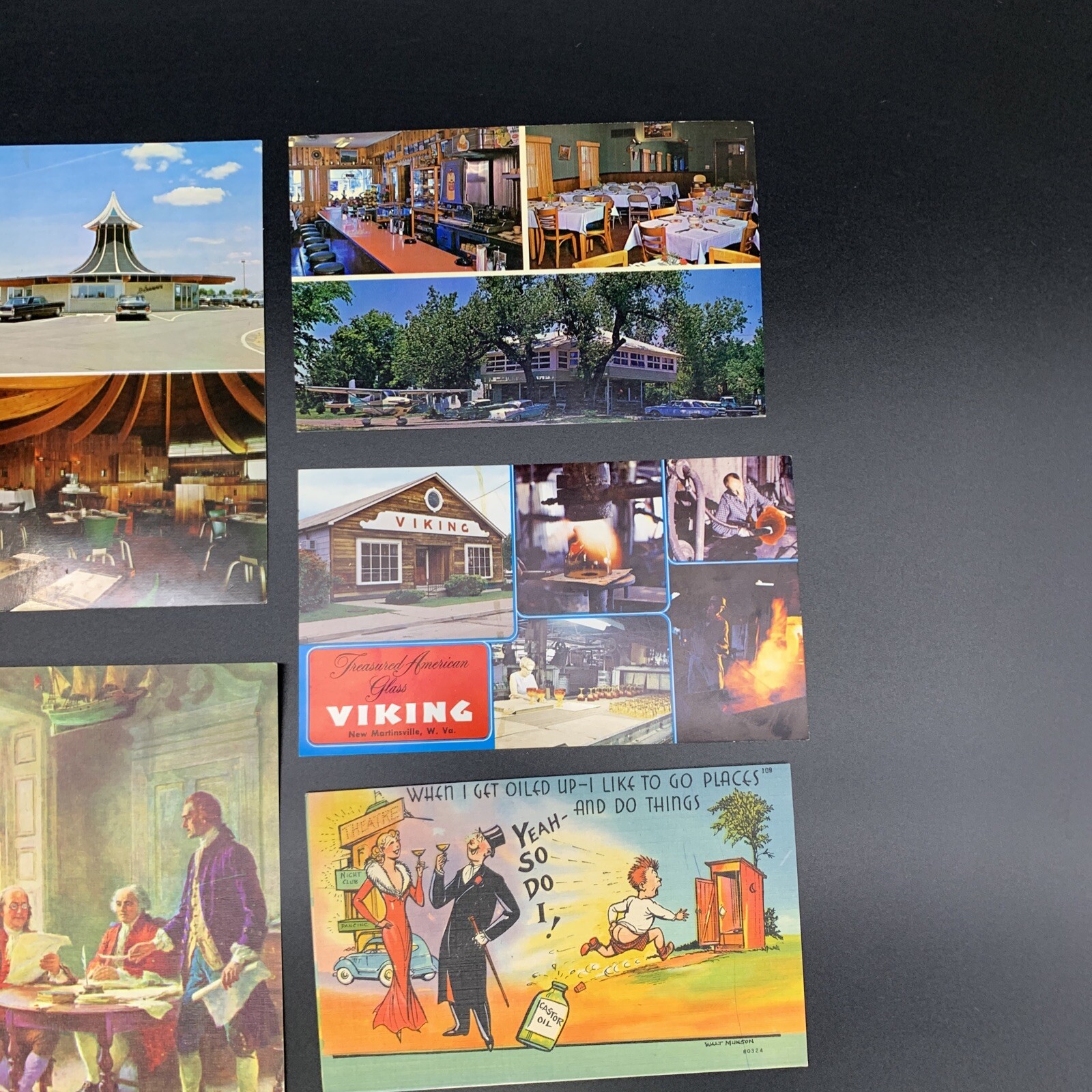 Lot of 7 Postcards 1930s-1970s Collage, Linen, Informational, Location Ephemera
