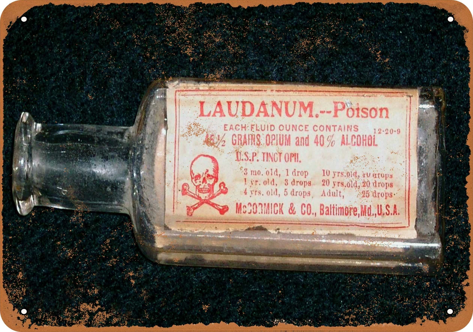 Metal Sign – Laudanum Opium and Alcohol Bottle – Vintage Look Reproduction