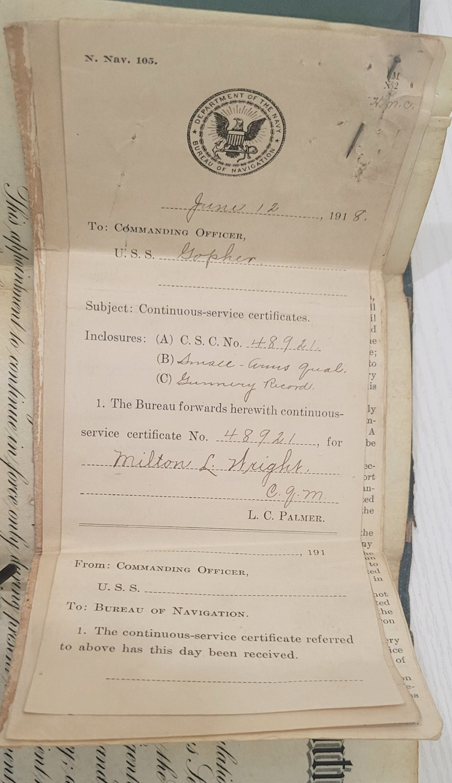 US Navy Lt Commander Continuous Service Certificates 1913-1947 Rare