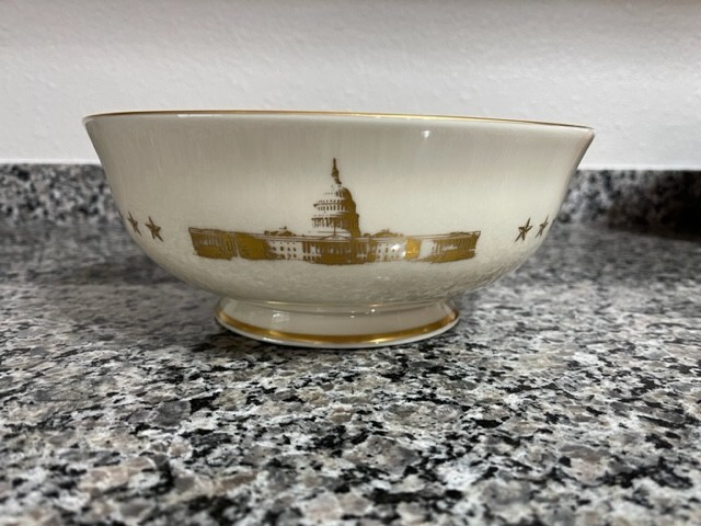 RARE LENOX UNITED STATES CONGRESS BOWL DECO’D GOLD CAPITAL & STARS ~ 9 INCHES